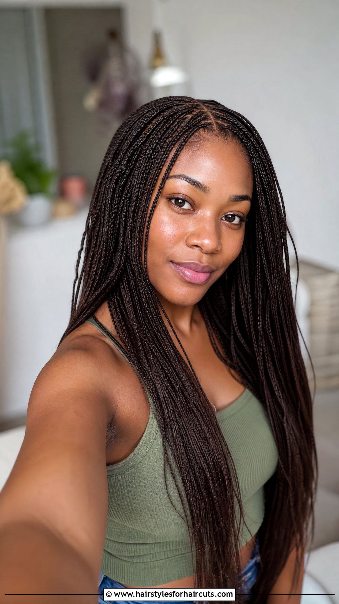 Deep Brown Micro Braids - 25 light skin hairstyles - 25 light skin hairstyles