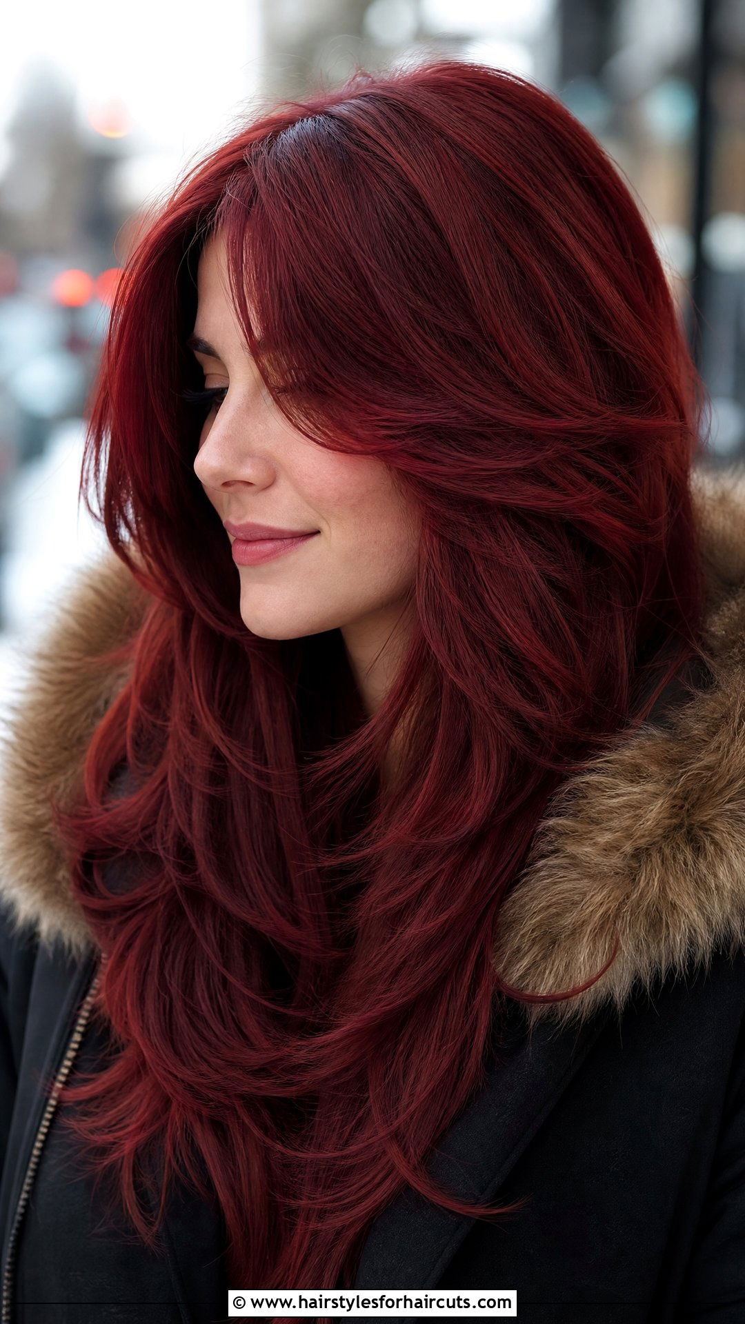 Deep Fire Red Layered Cut - 25 fire haircuts - 25 fire haircuts
