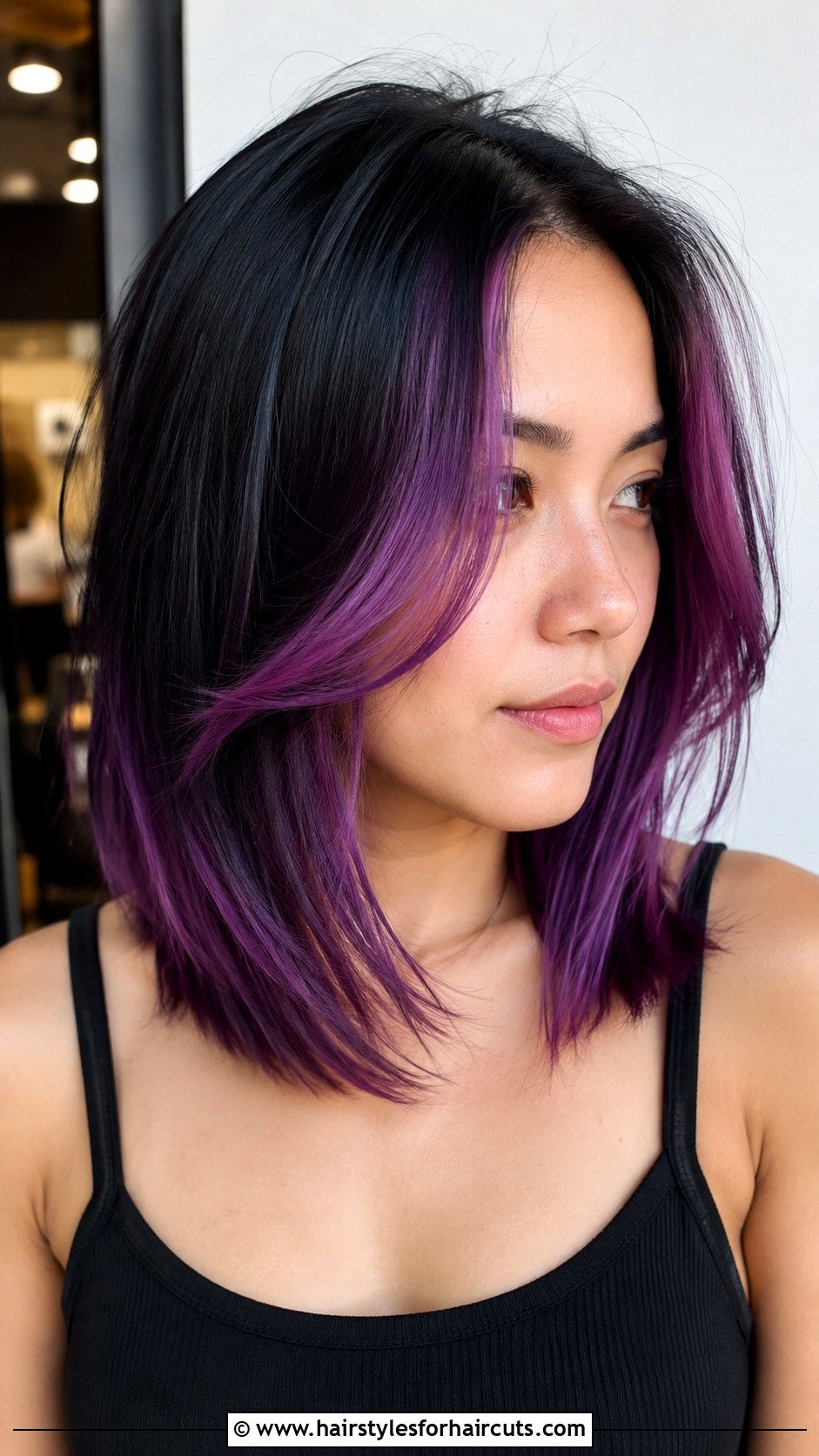 Deep Purple Textured Bob - 25 purple hairstyles for medium hair - 25 purple hairstyles for medium hair