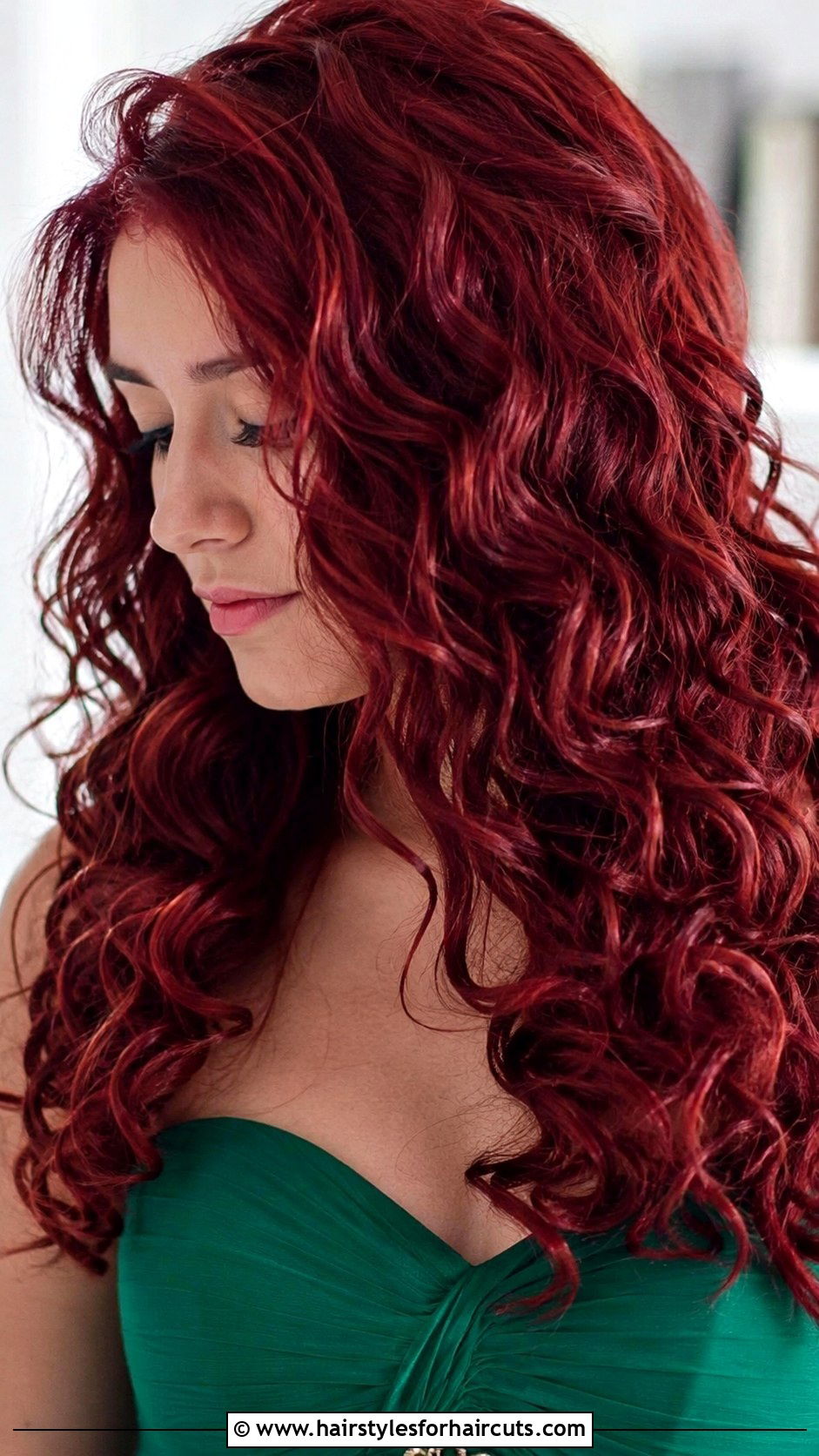Deep Red Curly Long Hair - 25 dark red hairstyles - 25 dark red hairstyles