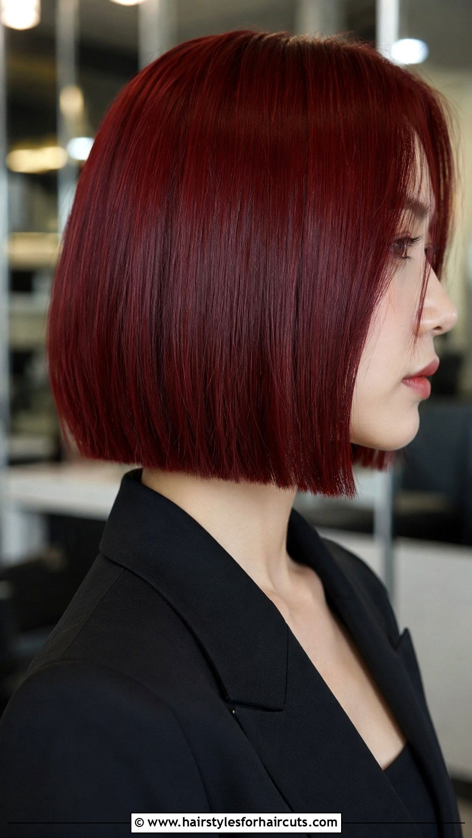 Deep Red Straight Bob - 25 dark red hairstyles - 25 dark red hairstyles