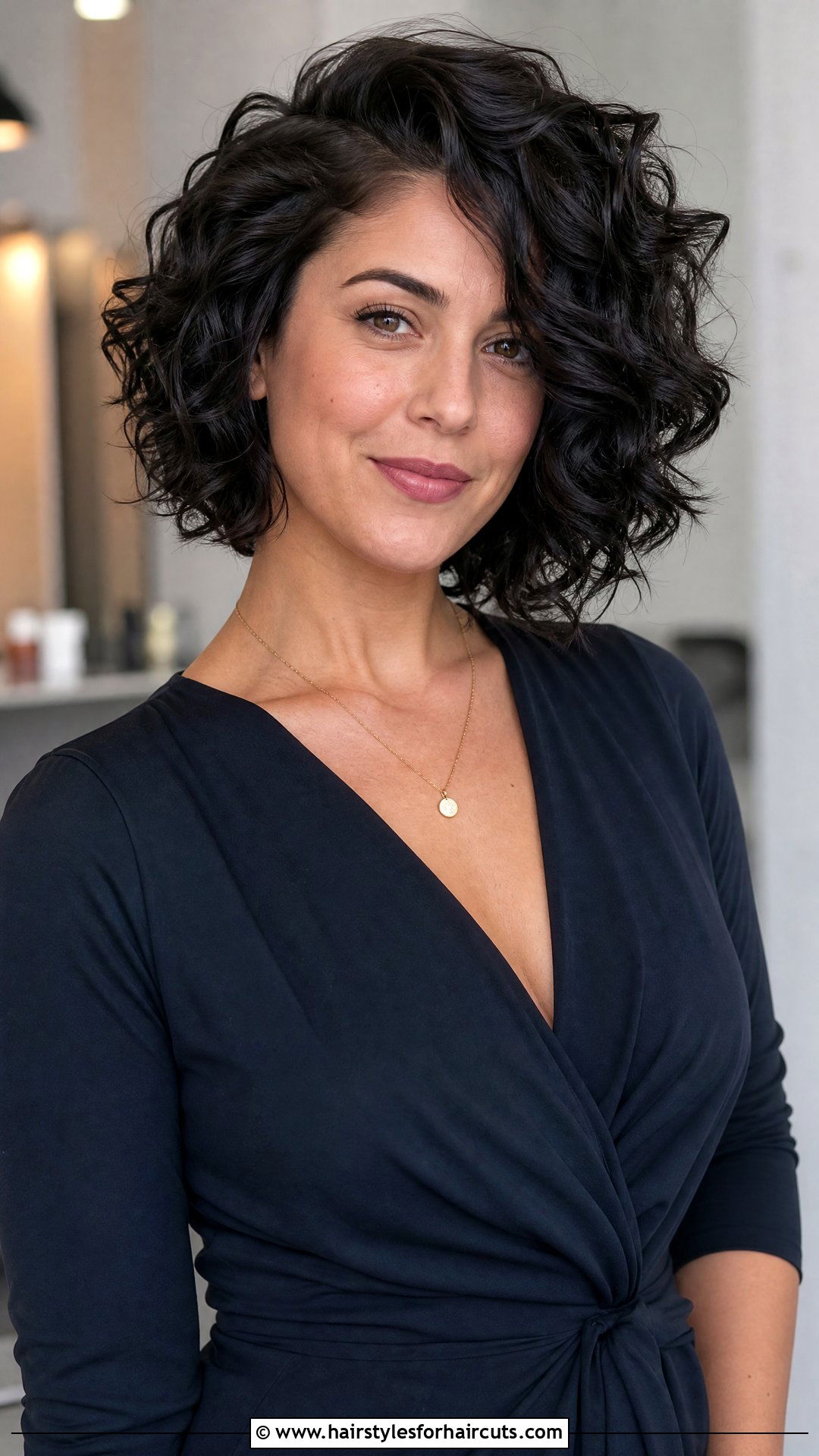 Deep Side Part Curly Bob - 25 womens professional hairstyles for curly hair - 25 womens professional hairstyles for curly hair