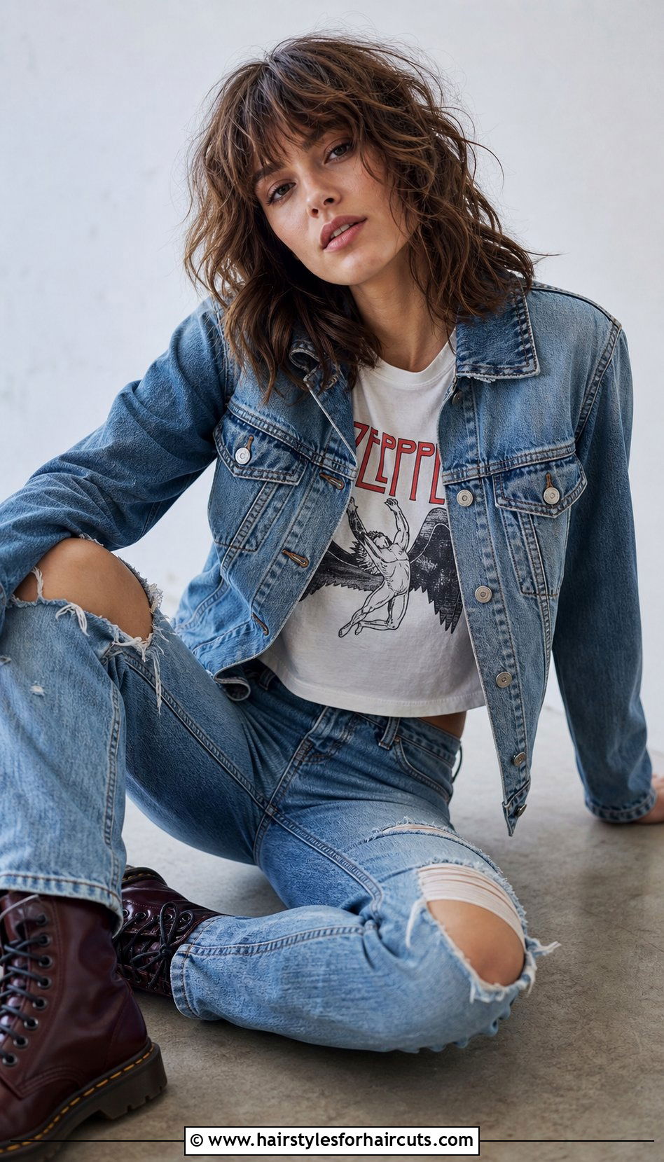Denim Jacket With Graphic Tee - 25 casual outfits for short hairstyles - 25 casual outfits for short hairstyles