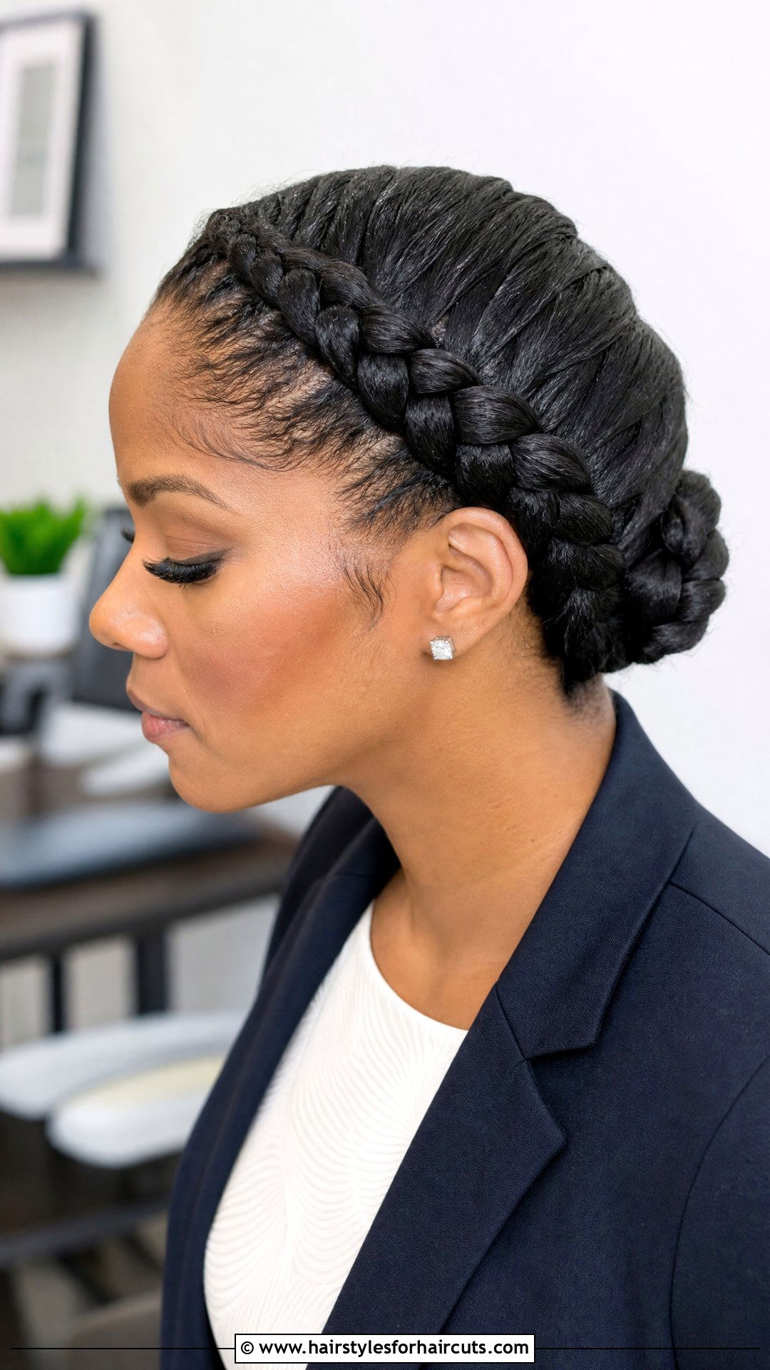 Diagonal French Braid Updo - 25 french braid updo hairstyles for black hair - 25 french braid updo hairstyles for black hair
