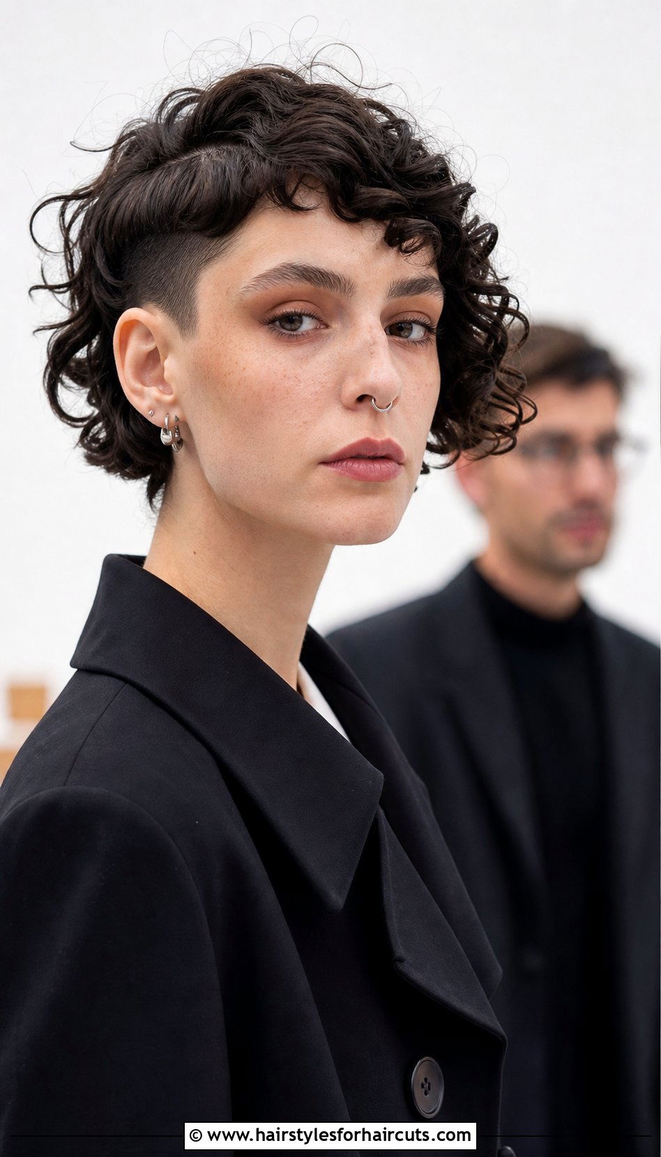 Disconnected Curly Bob - 25 gender neutral haircuts for curly hair - 25 gender neutral haircuts for curly hair