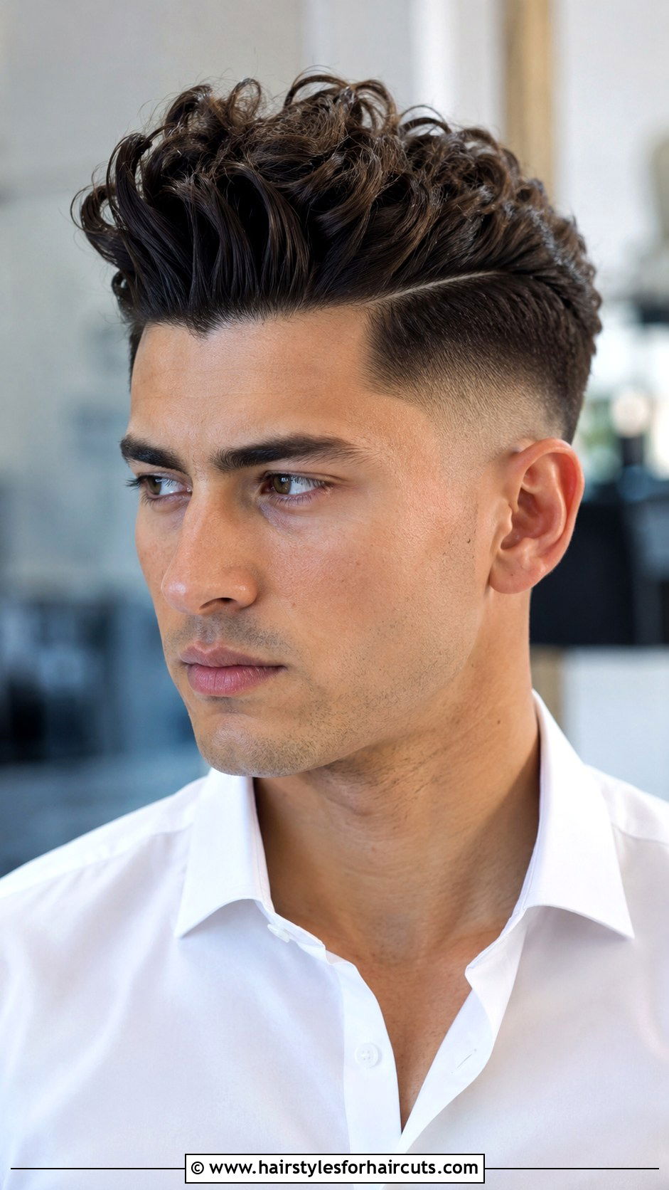 Disconnected Curly Pompadour With Fade - 25 short fade haircuts curly hair - 25 short fade haircuts curly hair