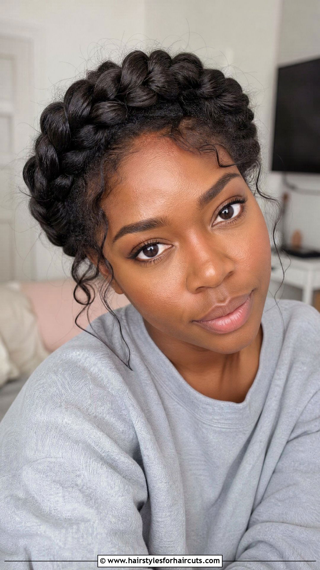Distressed Halo Braid - 25 halo braid hairstyles for black hair - 25 halo braid hairstyles for black hair