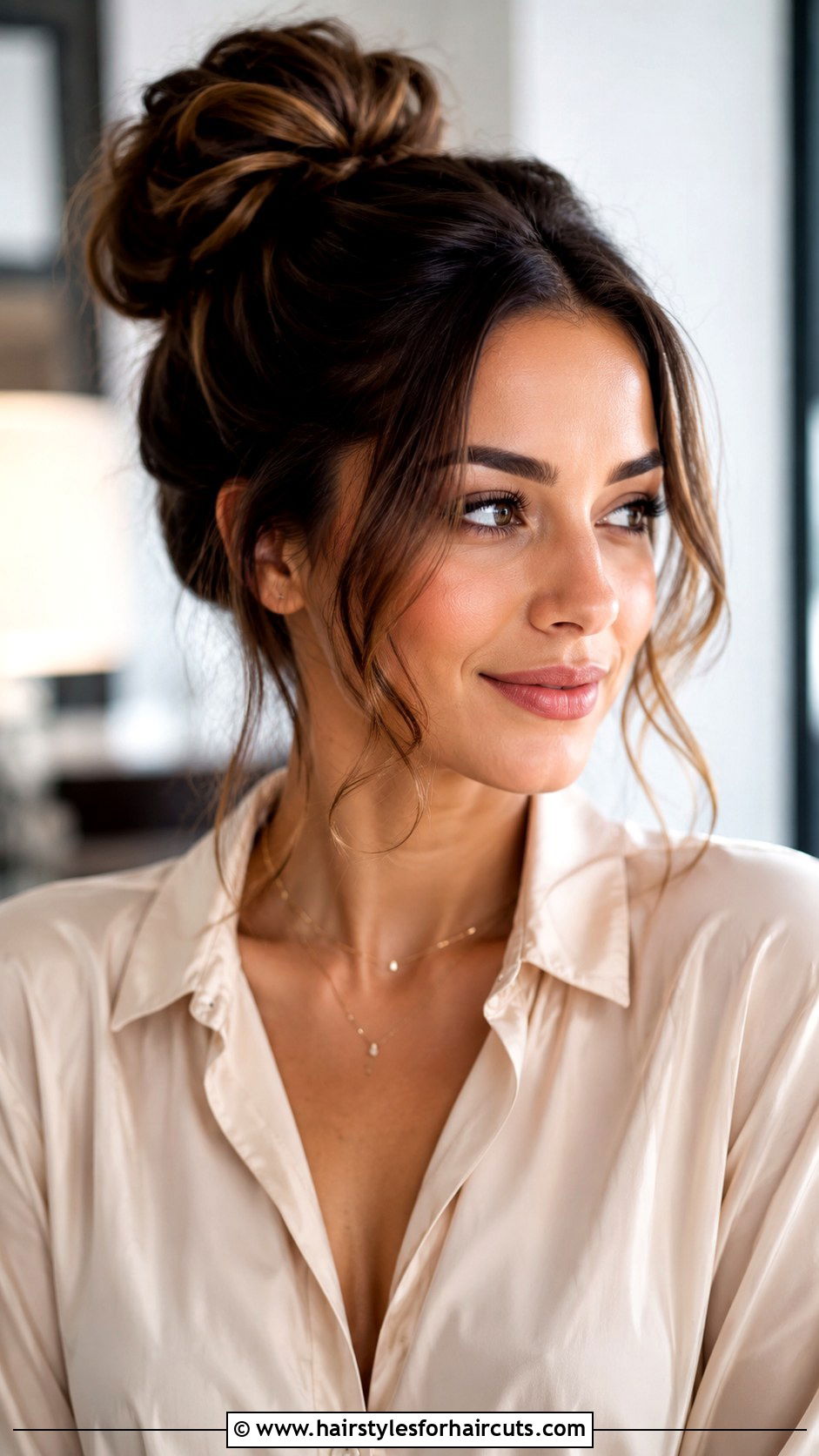 Donut Bun With Face Framing Pieces - 25 donut bun hairstyles for short hair - 25 donut bun hairstyles for short hair