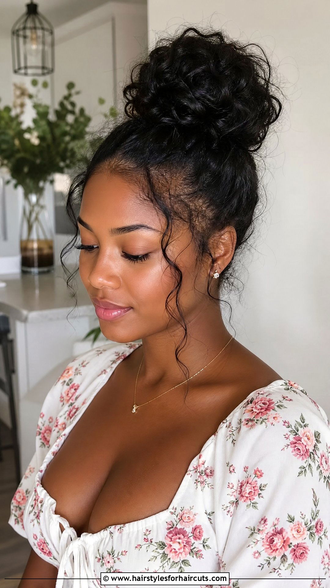 Donut Bun With Loose Tendrils - 25 donut bun hairstyles for black hair - 25 donut bun hairstyles for black hair