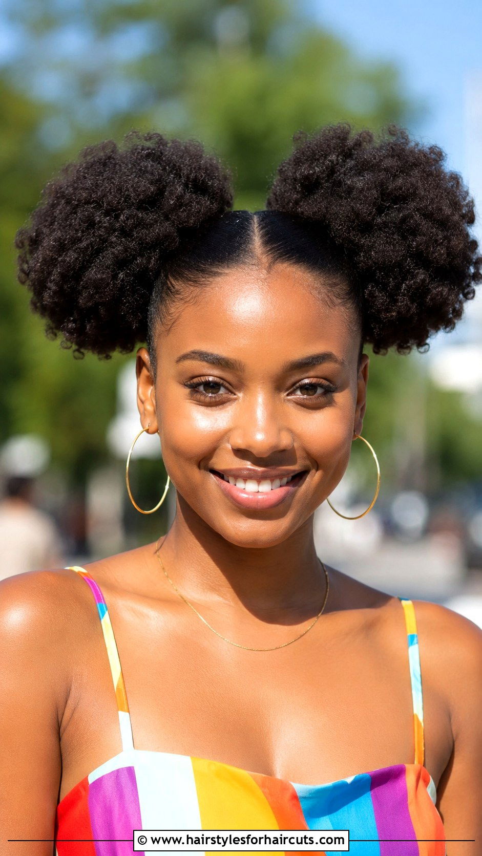 Double Afro Puff Ponytail - 25 fake ponytail hairstyles for black hair - 25 fake ponytail hairstyles for black hair