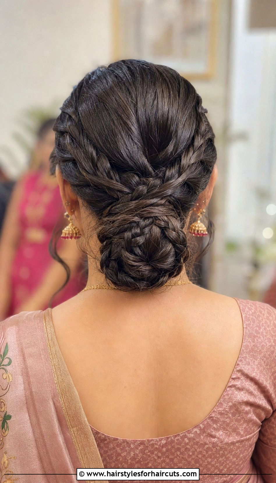 Double Braid Bun - 25 hairstyles for saree - 25 hairstyles for saree