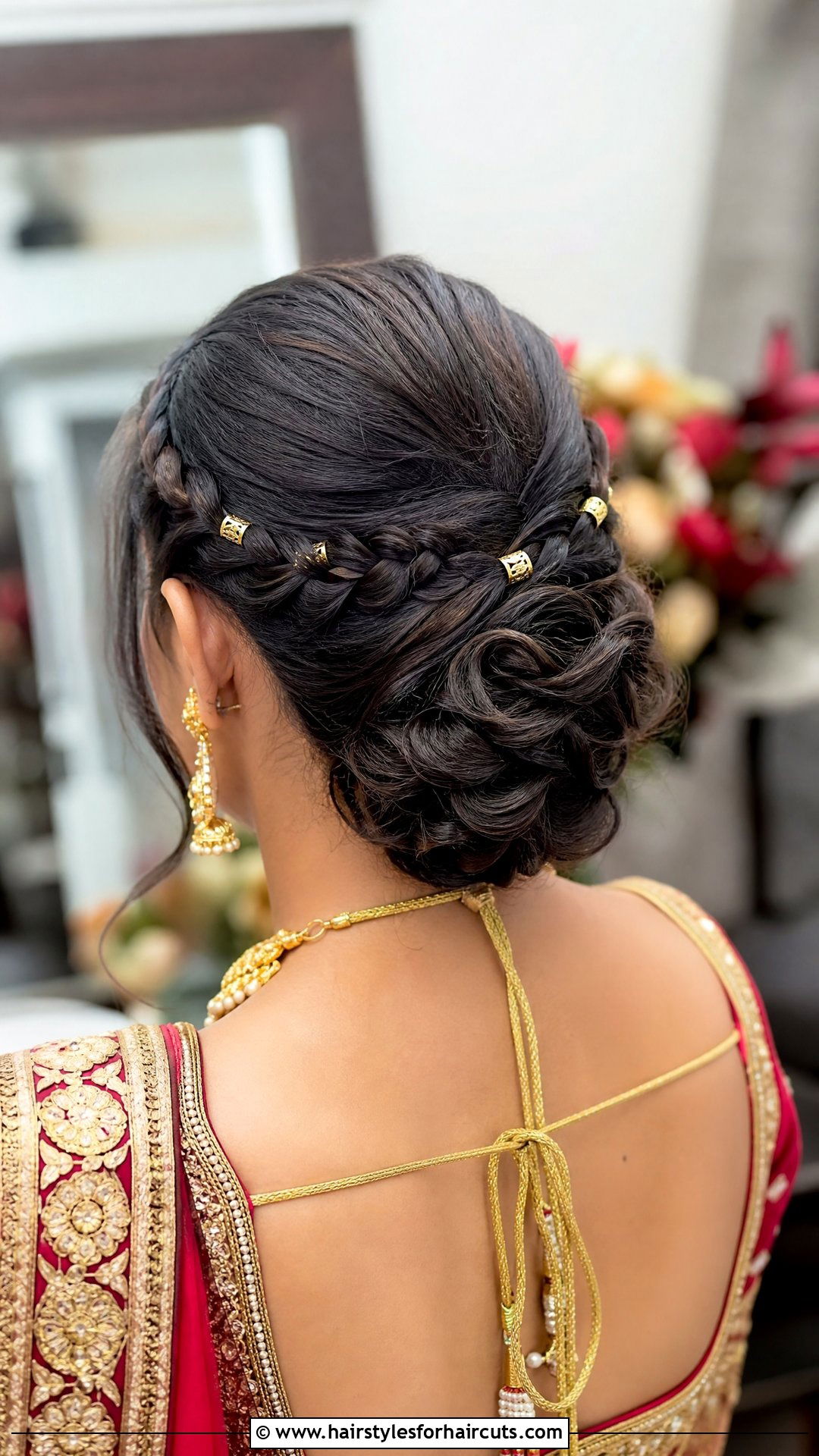 Double Braided Bun - 25 wedding hairstyles for saree - 25 wedding hairstyles for saree