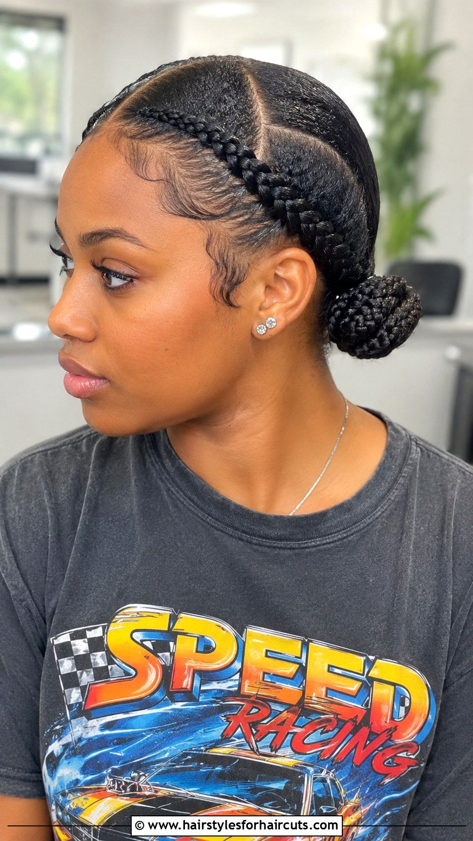 Double Braided Bun - 25 bun hairstyles for black hair - 25 bun hairstyles for black hair