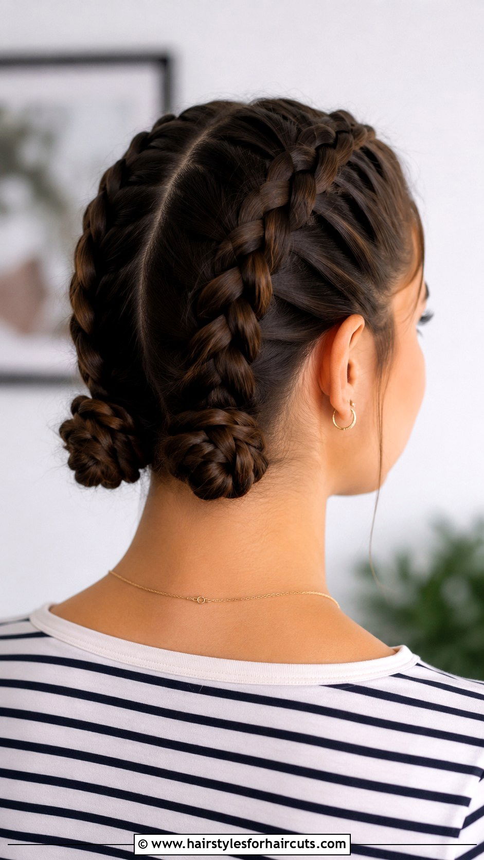 Double Braided Bun Hairstyle - 25 easy bun hairstyles for medium hair - 25 easy bun hairstyles for medium hair