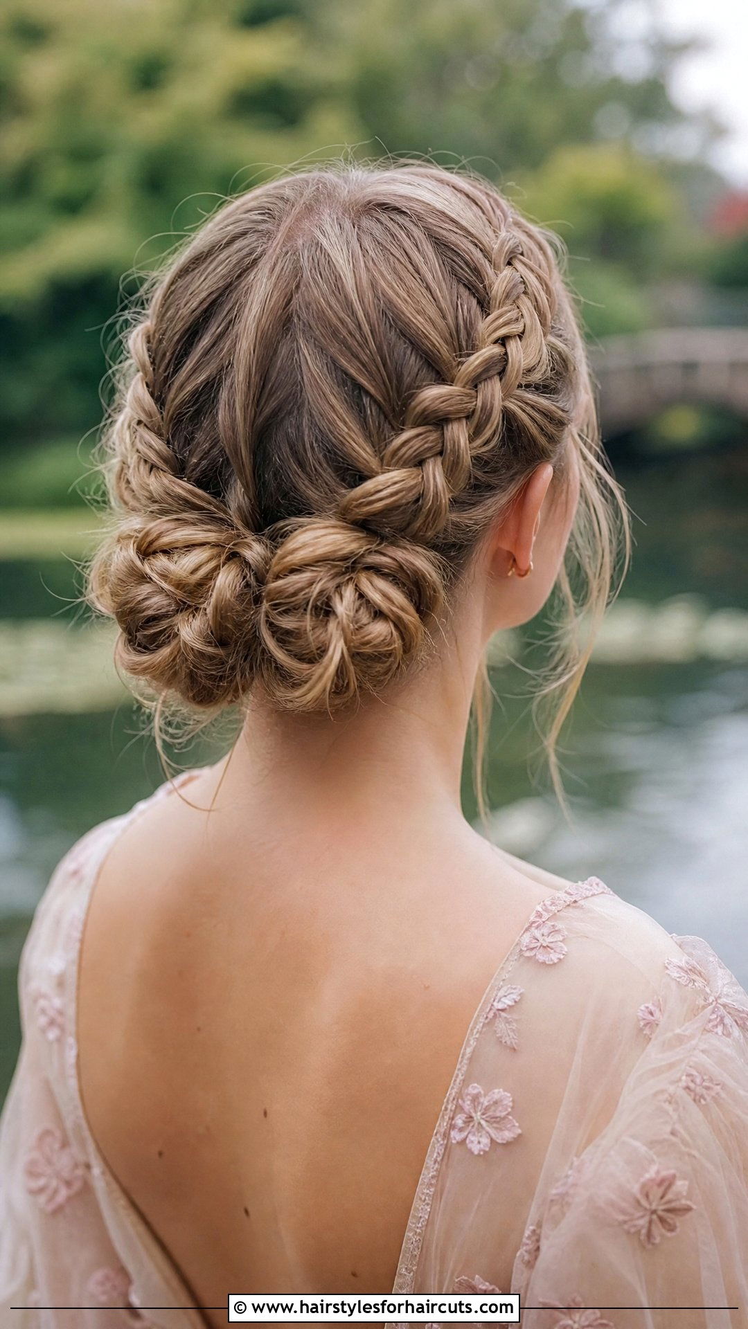 Double Braided Bun Updo - 25 wedding hairstyles up do - 25 wedding hairstyles up do