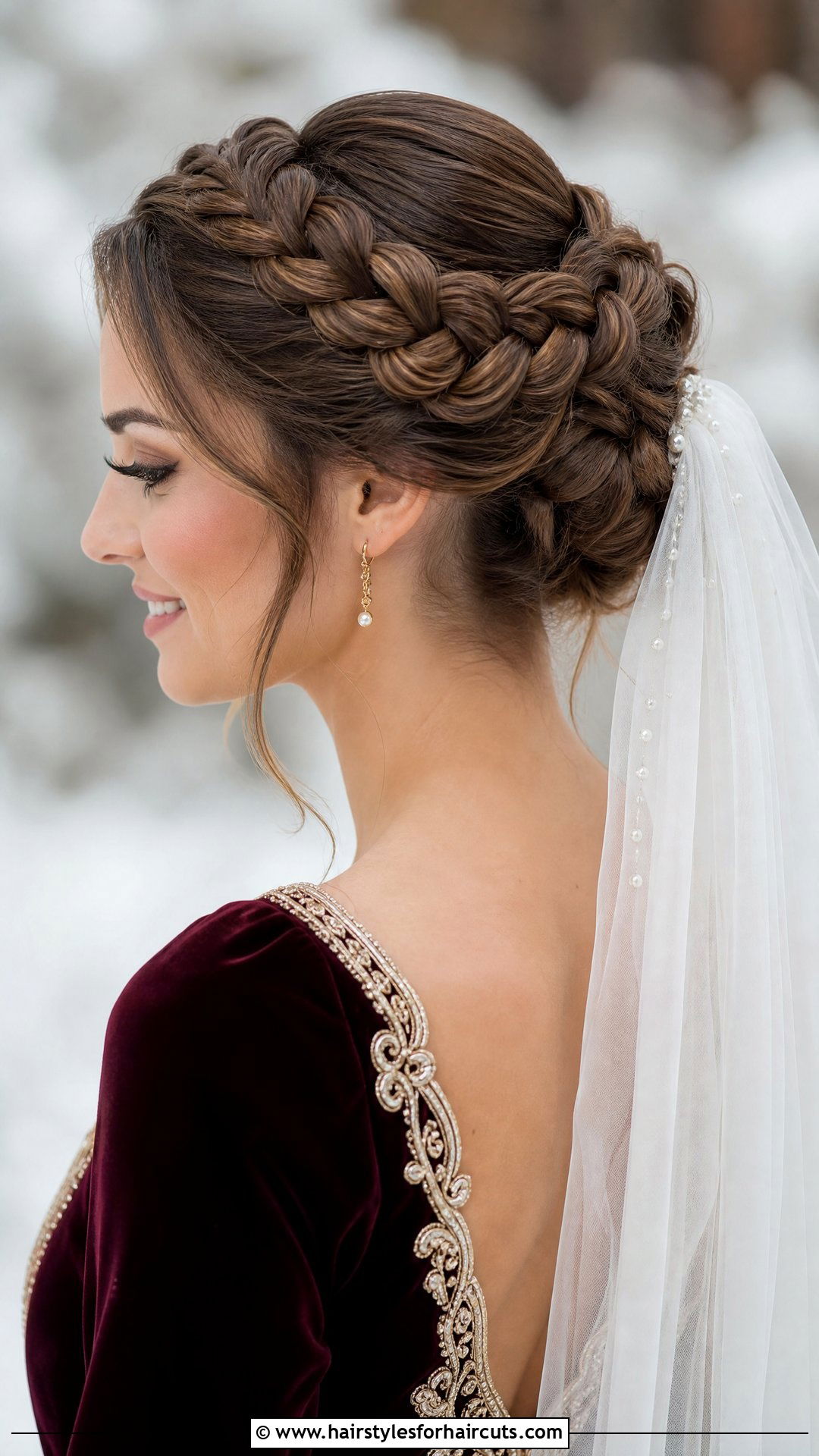 Double Braided Bun Wedding Hairstyle With Veil - 25 wedding hairstyles with veil - 25 wedding hairstyles with veil