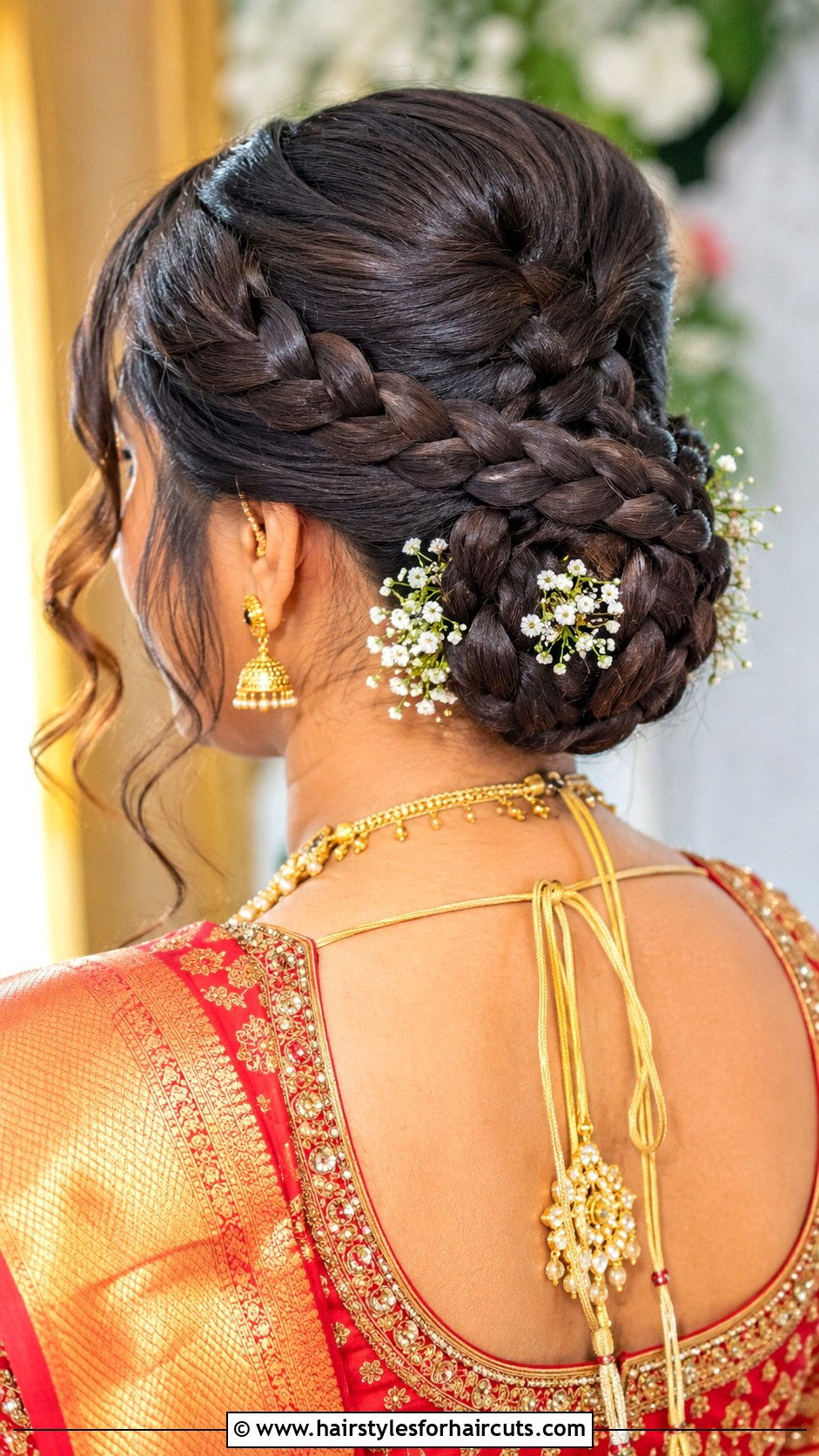 Double Braided Bun With Saree - 25 hairstyles with saree - 25 hairstyles with saree