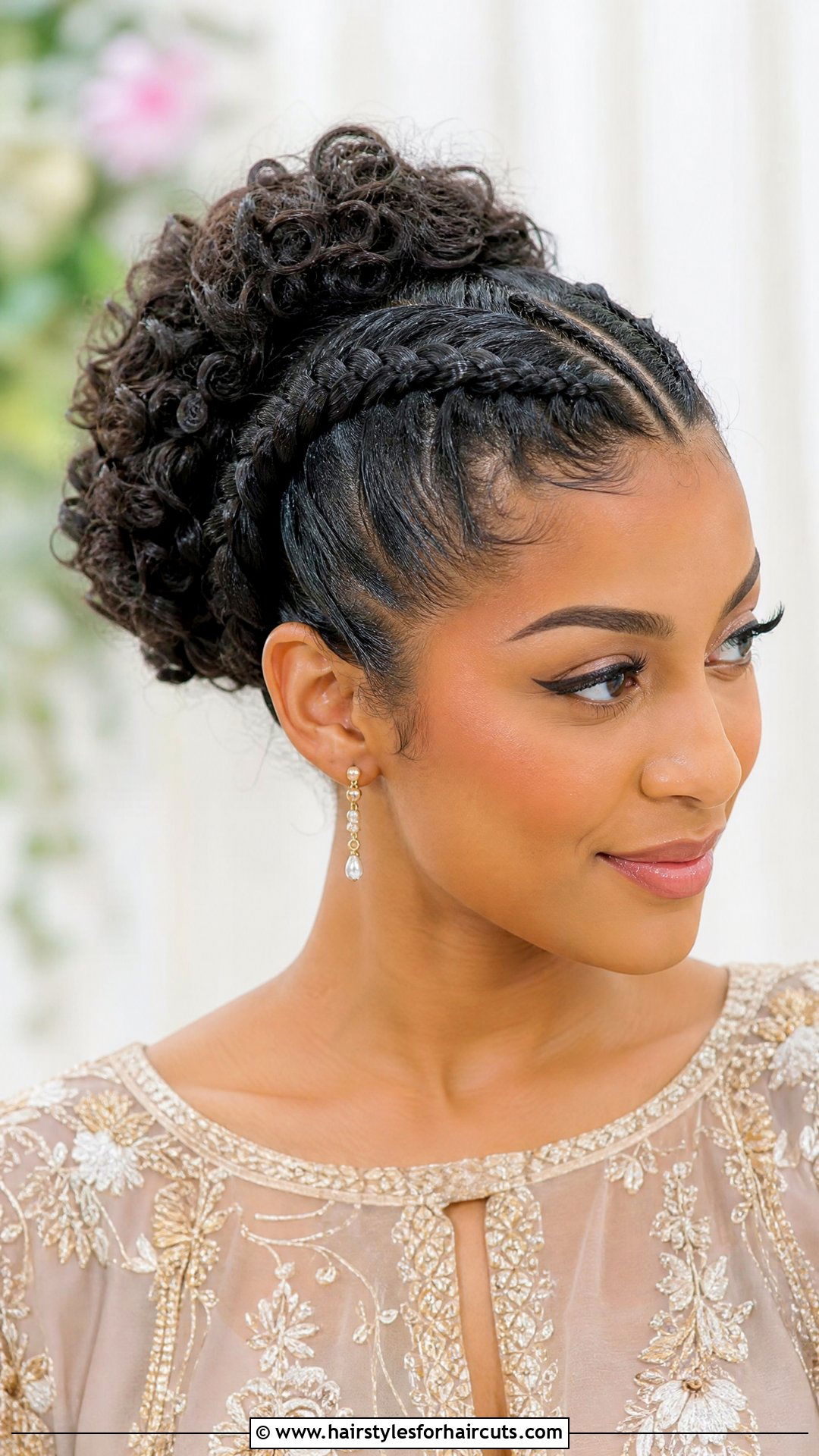Double Braided Curly Updo - 25 wedding hairstyles for shoulder length curly hair - 25 wedding hairstyles for shoulder length curly hair