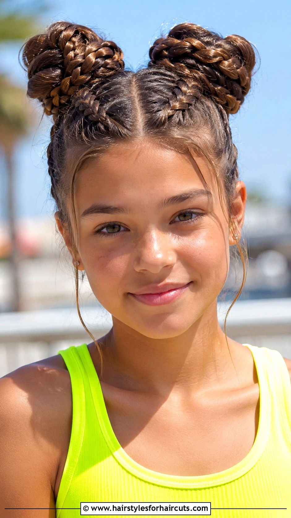 Double Braided Space Buns - 25 5th grade hairstyles - 25 5th grade hairstyles