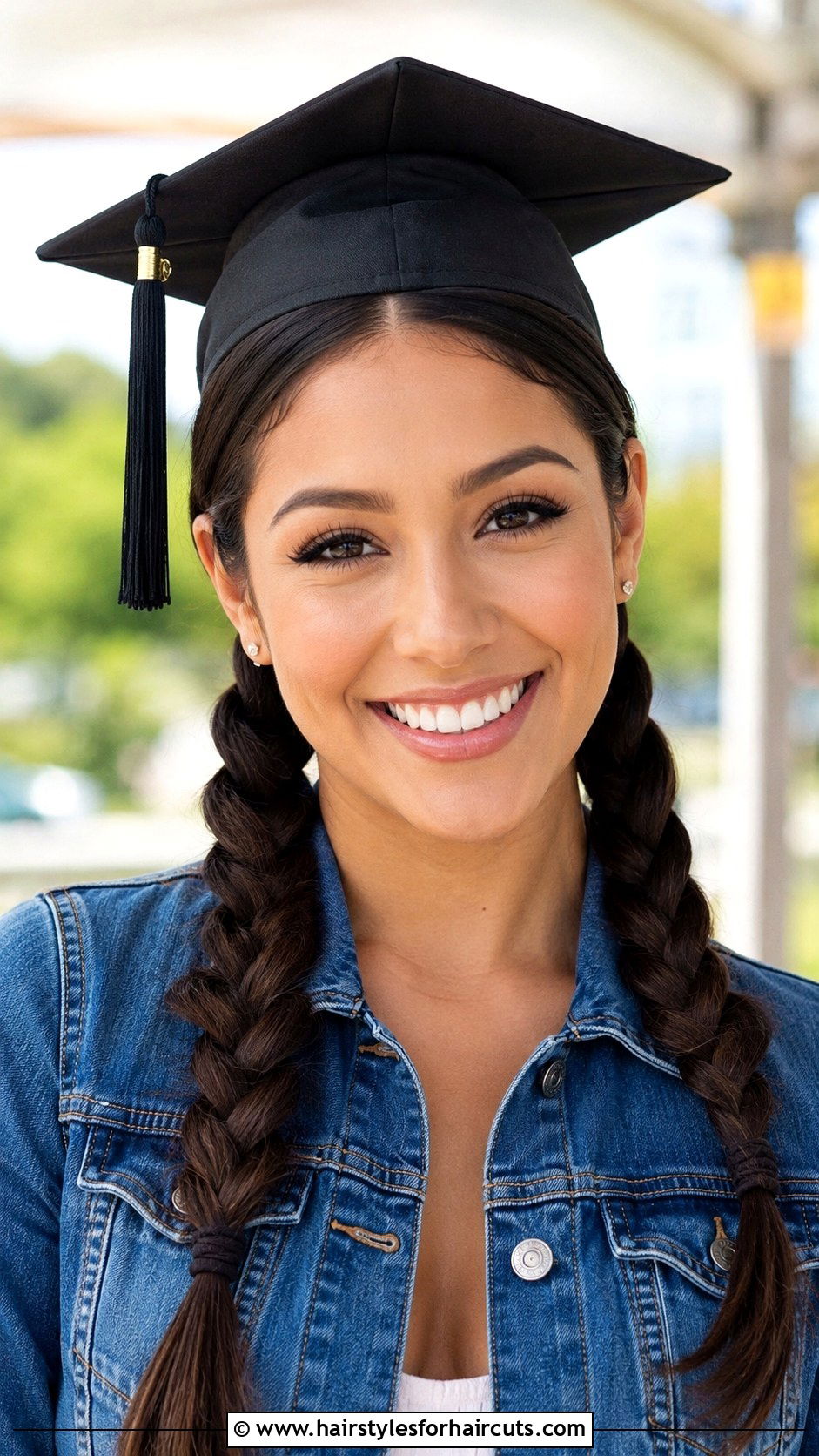 Double Braids With Graduation Cap - 25 long hair graduation hairstyles with cap - 25 long hair graduation hairstyles with cap