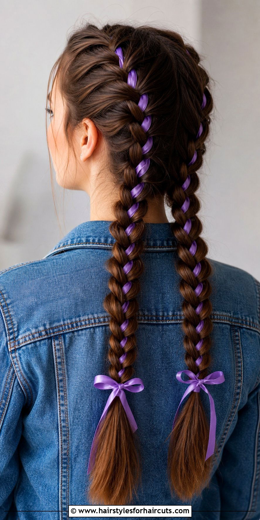 Double Braids With Ribbon - 25 long hair ribbon hairstyles - 25 long hair ribbon hairstyles