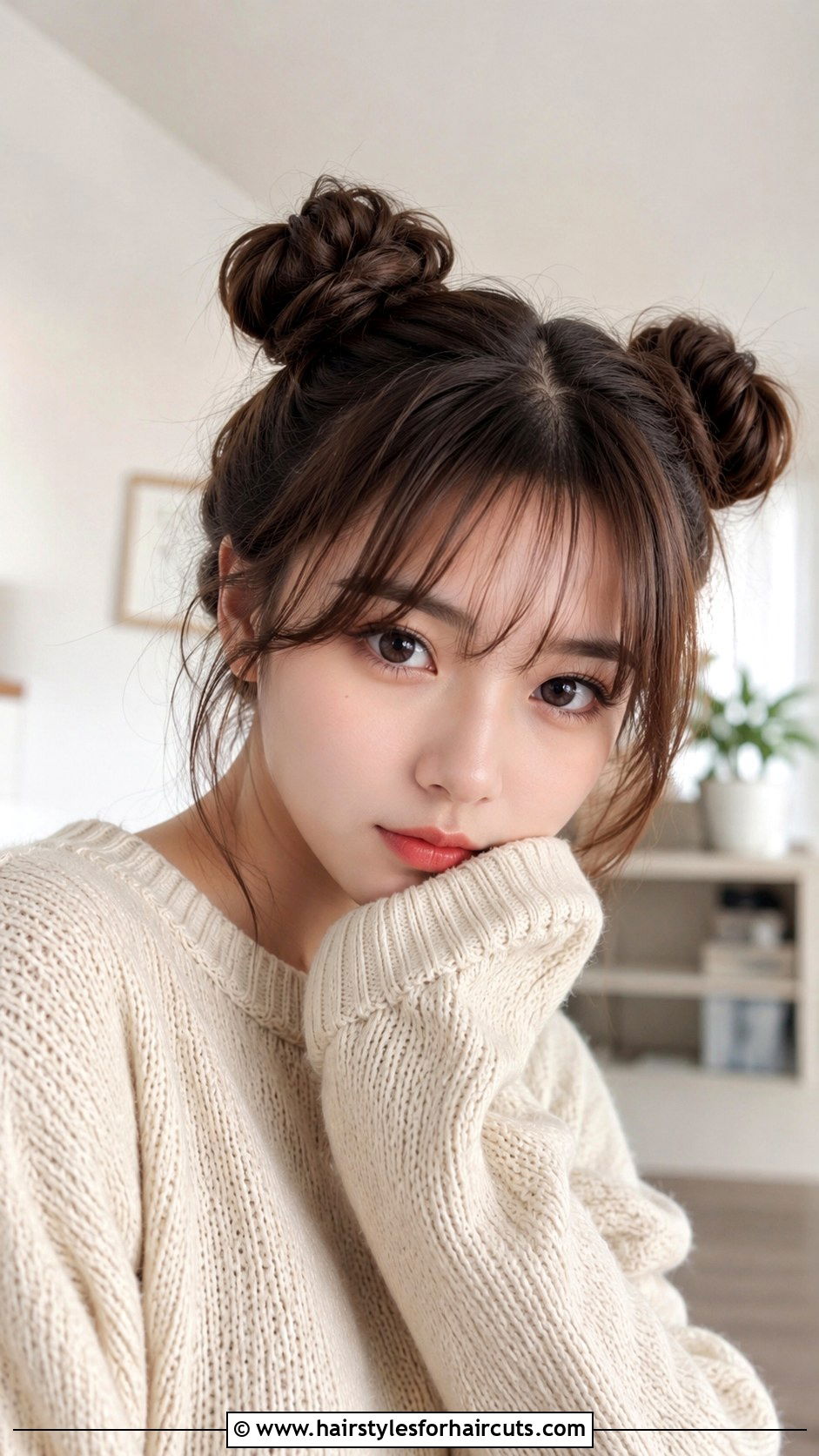 Double Bun With Bangs - 25 double bun hairstyles - 25 double bun hairstyles