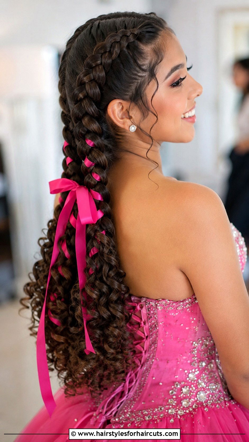 Double Dutch Braid With Curly Ends - 25 curly hair mixed girl prom hairstyles - 25 curly hair mixed girl prom hairstyles