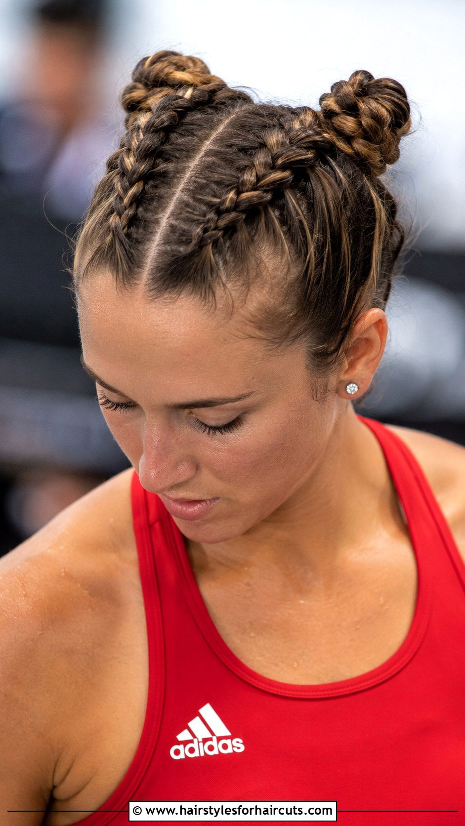 Double Dutch Braids Into Buns - 25 cheerleader hairstyles - 25 cheerleader hairstyles