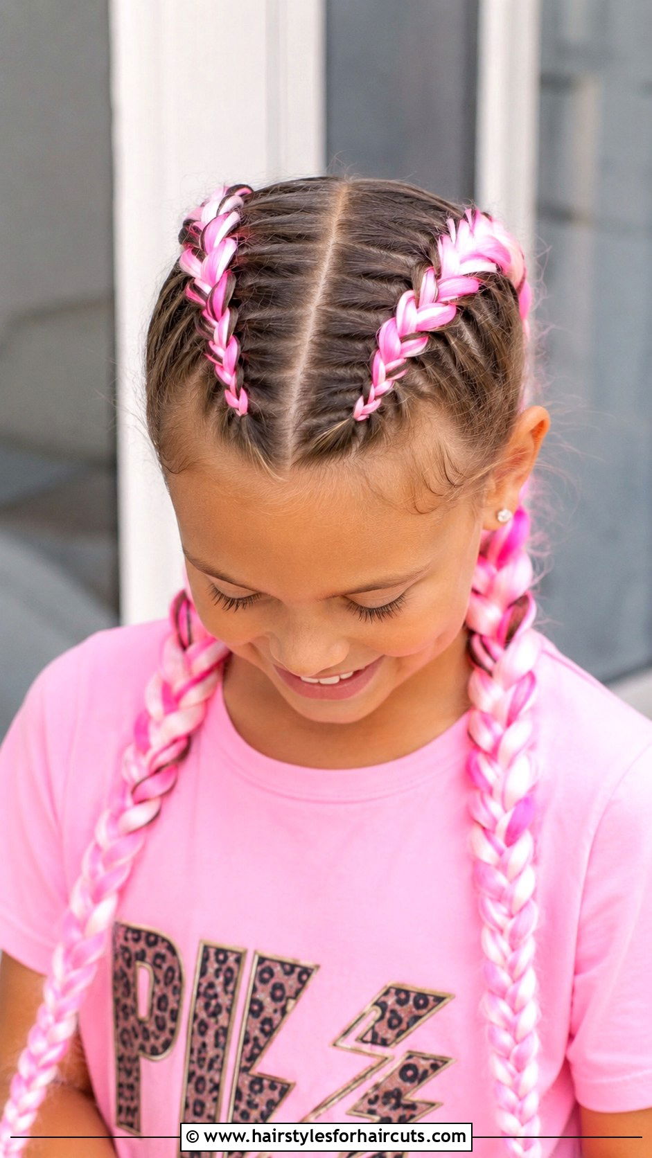 Double Dutch Braids With Colored Extensions - 25 easy hairstyles kid girl rockstar hair - 25 easy hairstyles kid girl rockstar hair