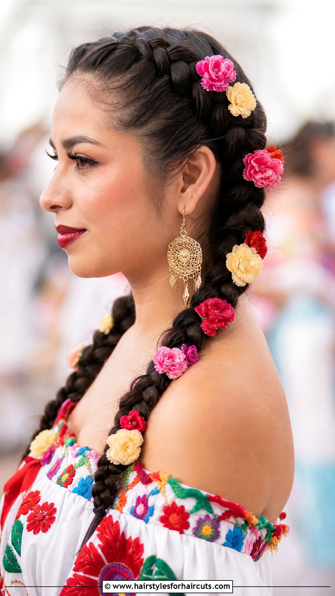 Double Dutch Braids With Flowers - 25 flower hairstyles - 25 flower hairstyles