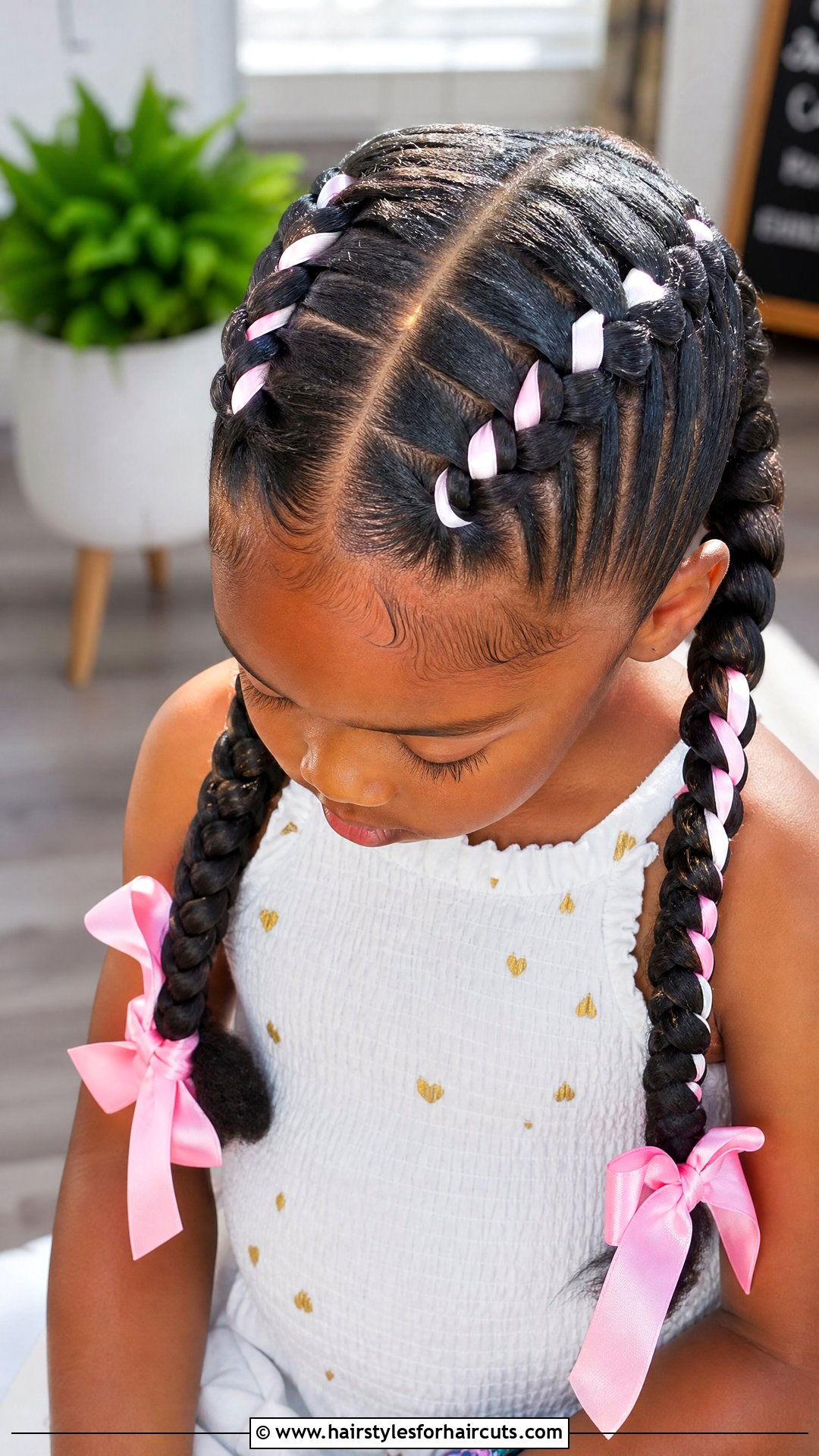 Double Dutch Braids With Ribbons - 25 flower girl hairstyles for black hair - 25 flower girl hairstyles for black hair