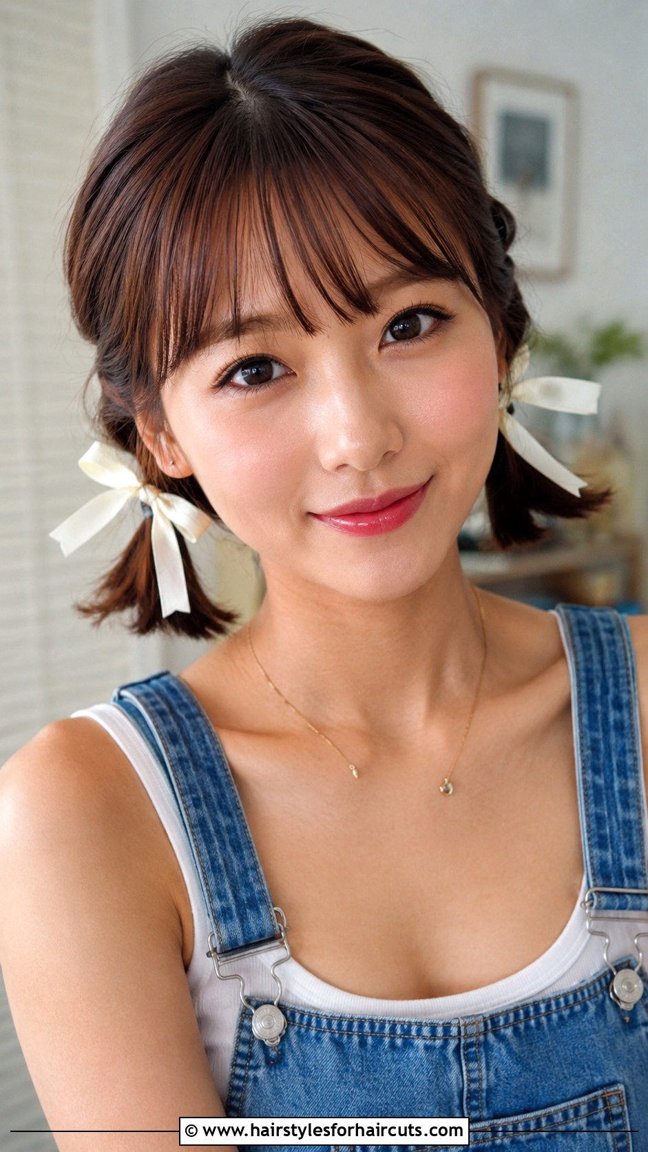 Double Ribbon Pigtails - 25 ribbon hairstyles for short hair - 25 ribbon hairstyles for short hair