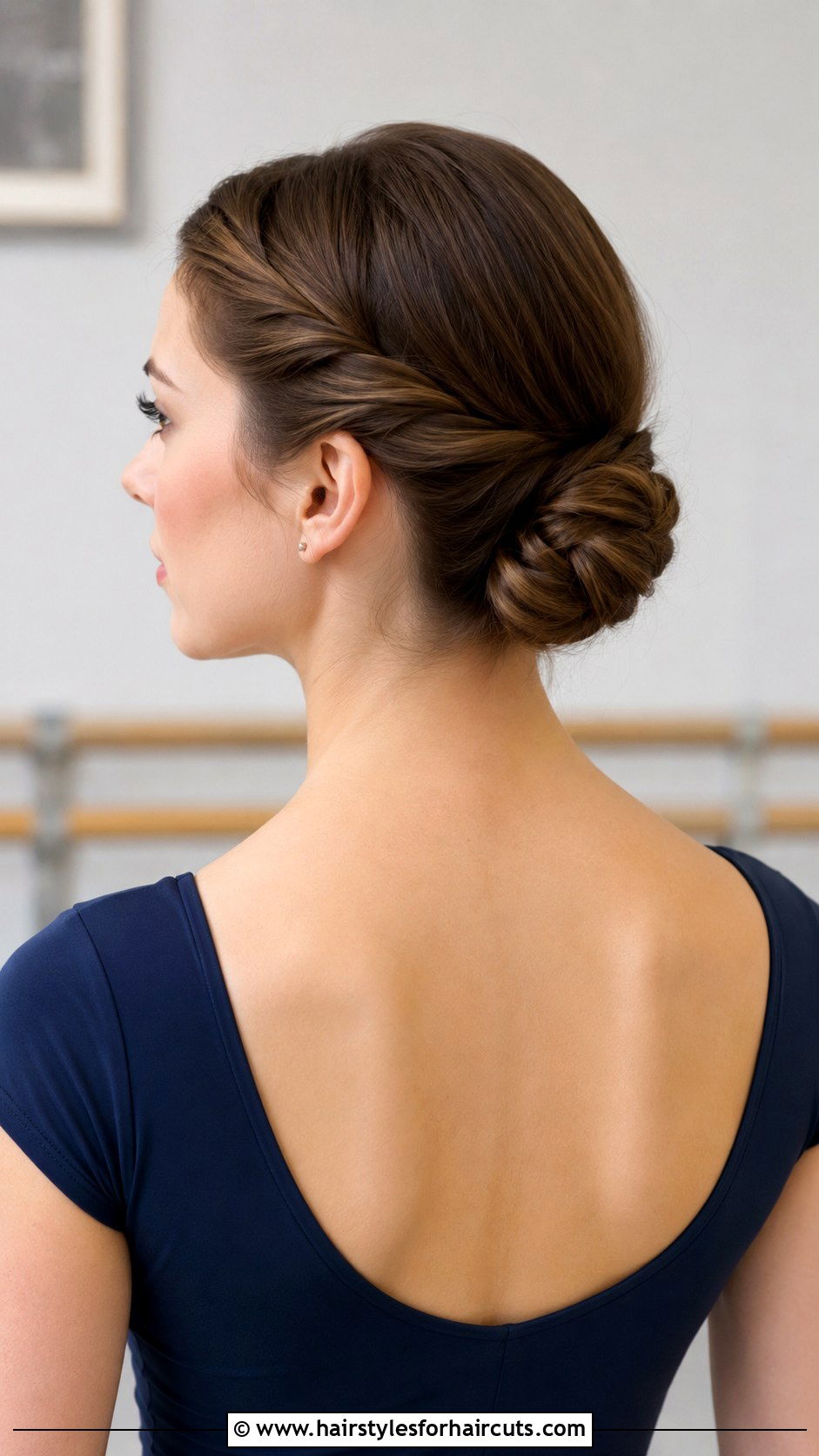 Double Twist Low Bun - 25 gymnastics hairstyles for short hair - 25 gymnastics hairstyles for short hair