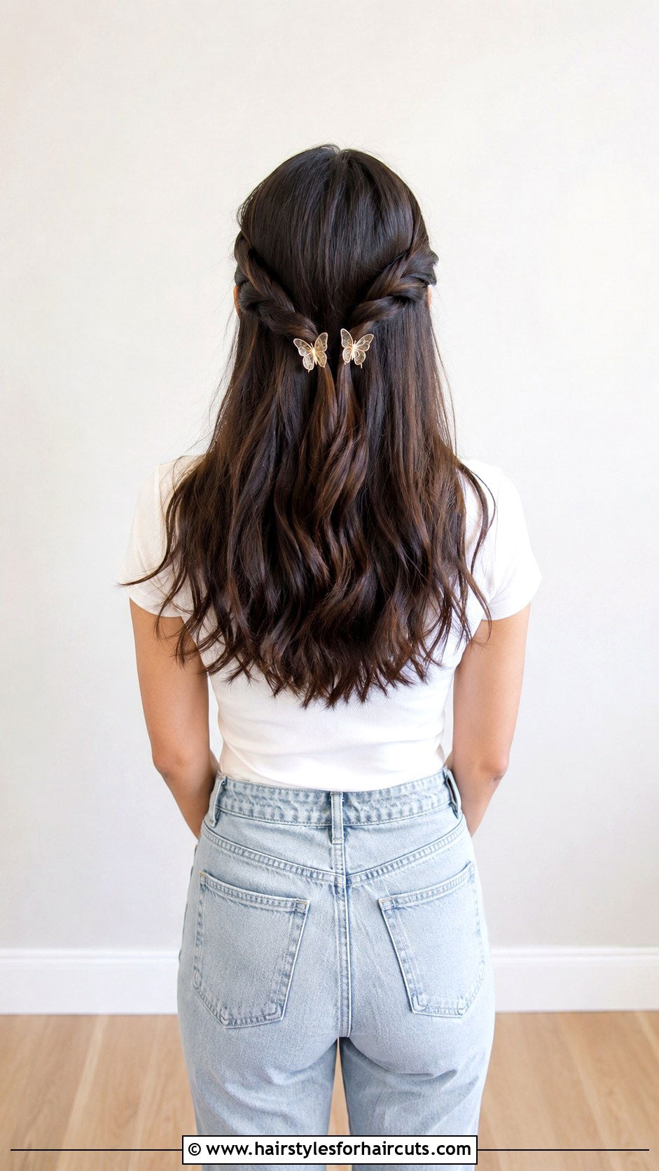 Double Twist With Butterfly Clips - 25 90s butterfly hair clips hairstyles - 25 90s butterfly hair clips hairstyles