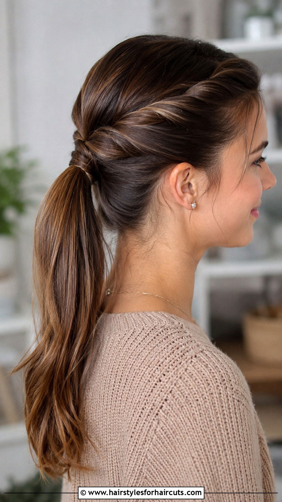 Double Twisted Ponytail - 25 cute hairstyles for school straight hair - 25 cute hairstyles for school straight hair
