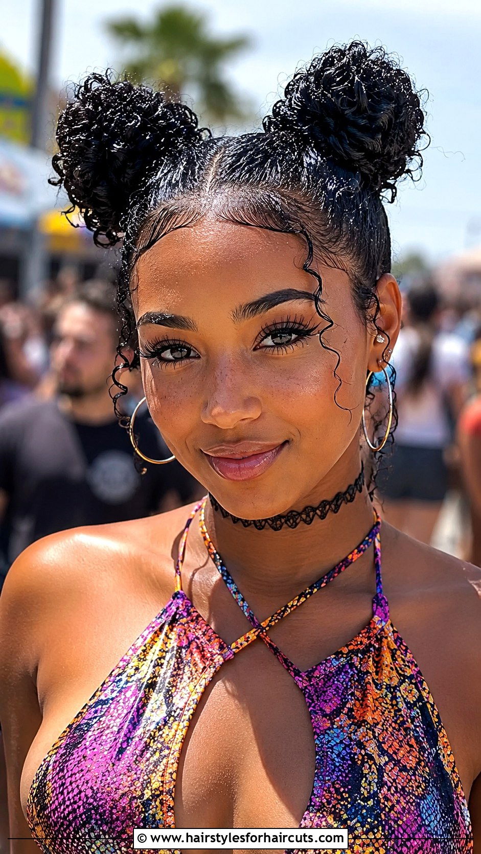 Double Wet Curly Space Buns - 25 cute hairstyles for wet curly hair - 25 cute hairstyles for wet curly hair