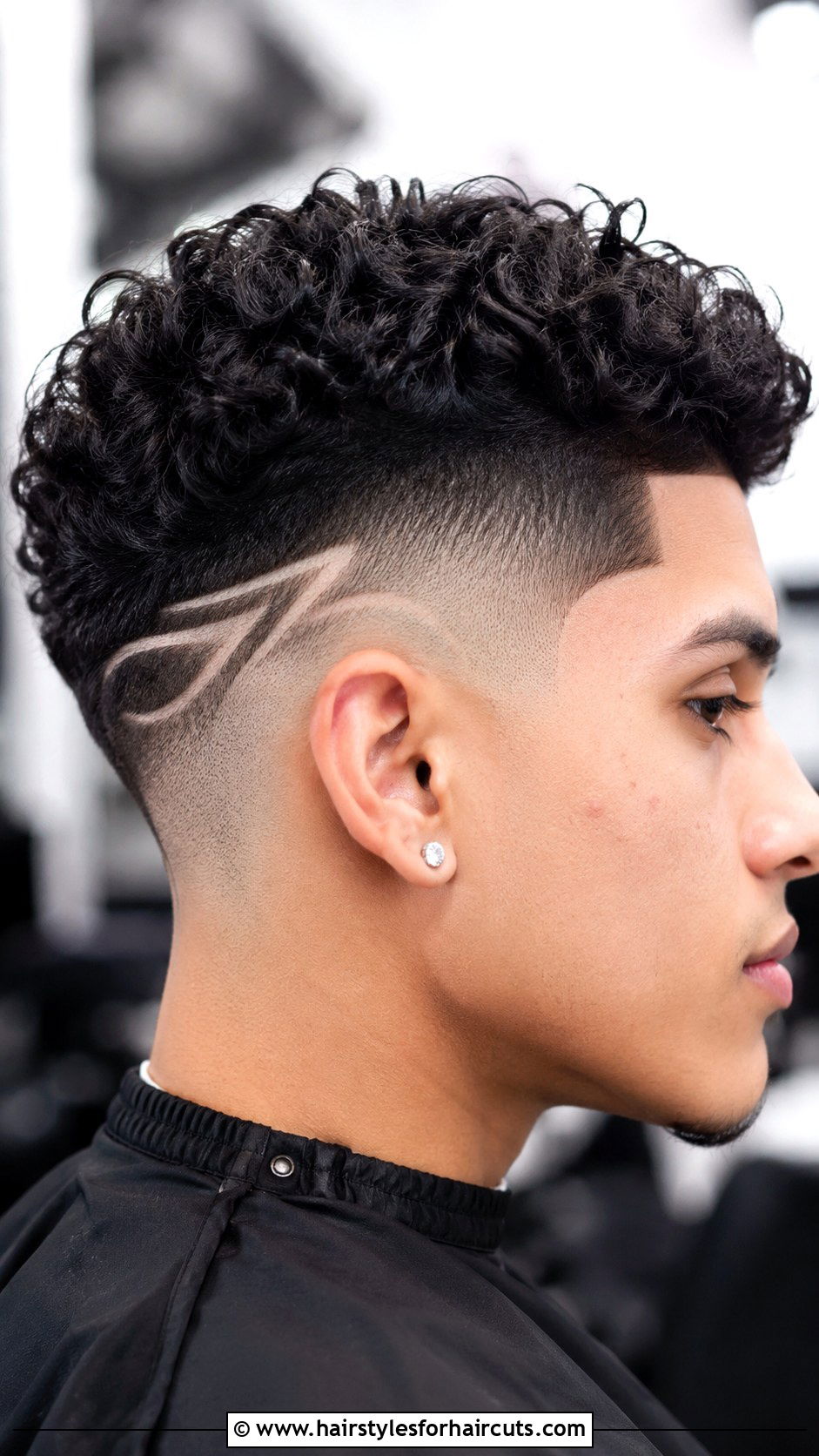 Drop Fade with Curly Design - 25 drop fade haircuts curly hair - 25 drop fade haircuts curly hair