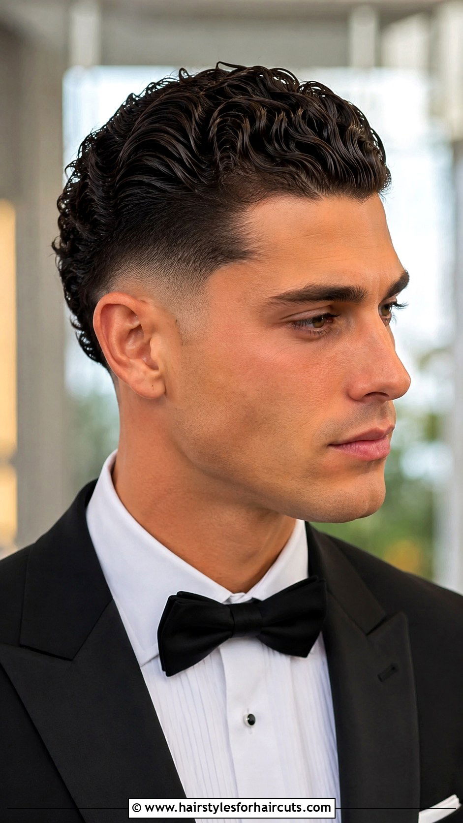 Drop Fade with Slicked Back Curls - 25 drop fade haircuts curly hair - 25 drop fade haircuts curly hair