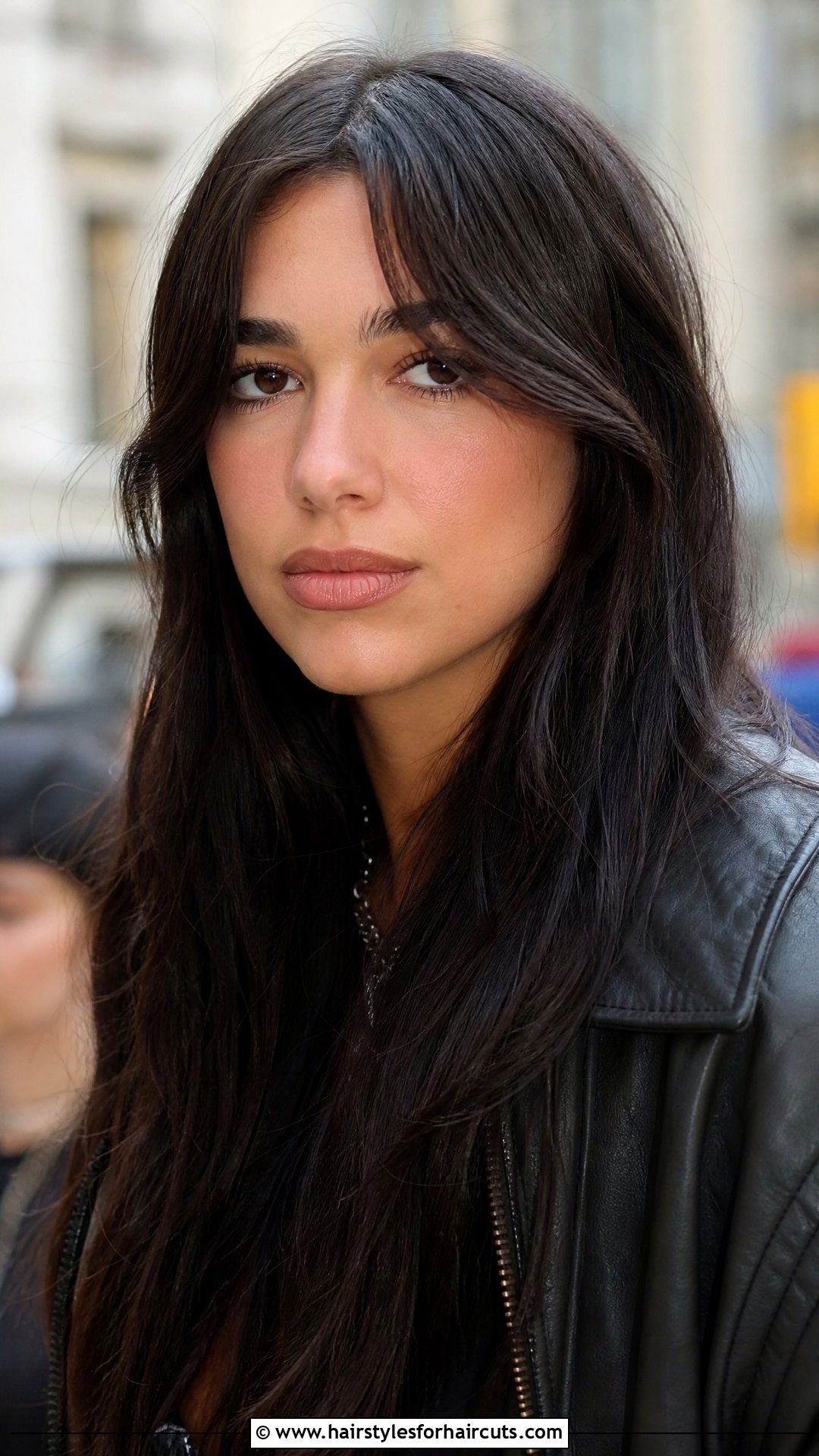 Dua Lipa Celebrity Long Hair With Curtain Bangs - 25 celebrity hairstyles long hair - 25 celebrity hairstyles long hair