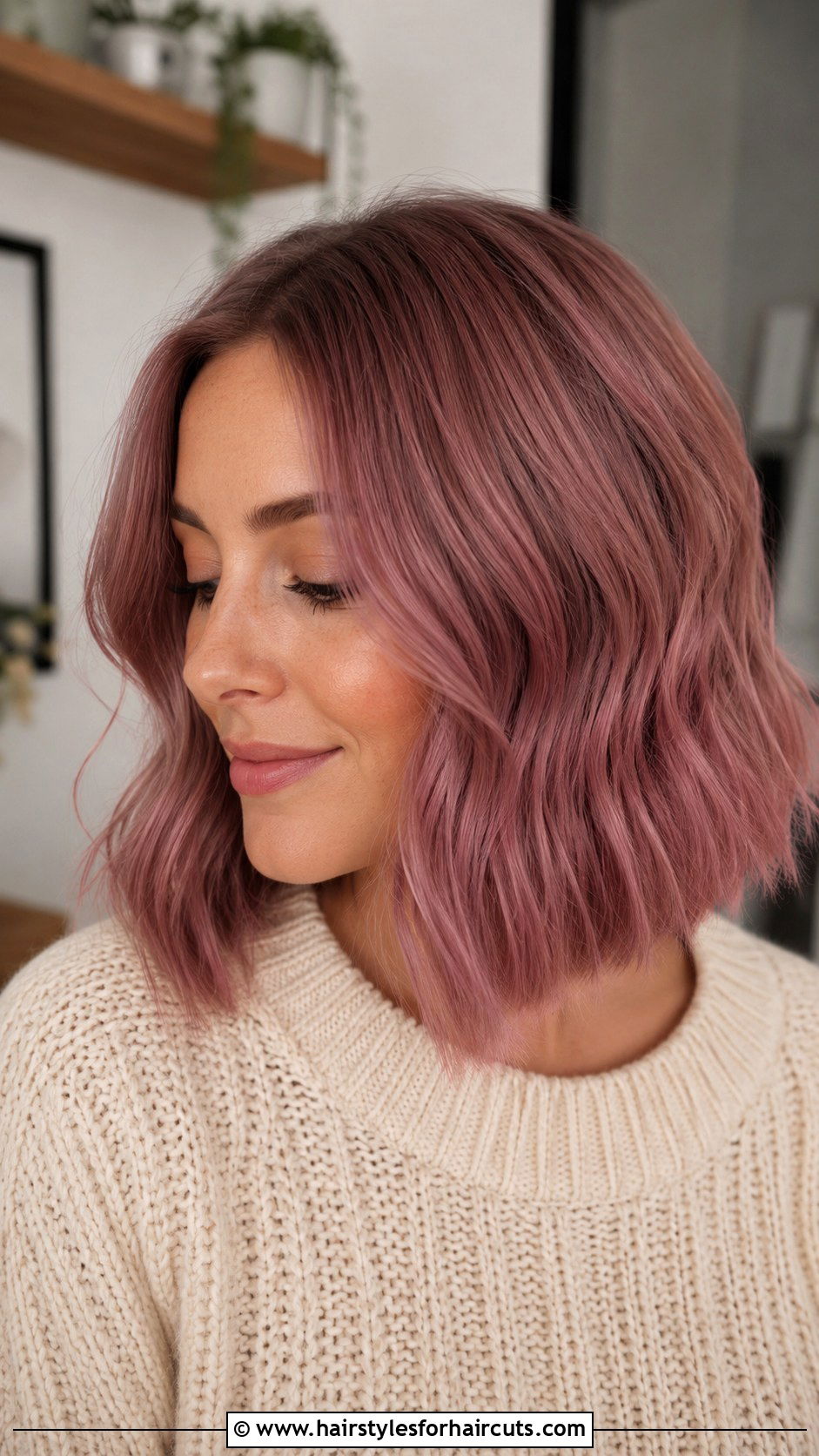 Dusty Rose Lob - 25 pinks hairstyles - 25 pinks hairstyles