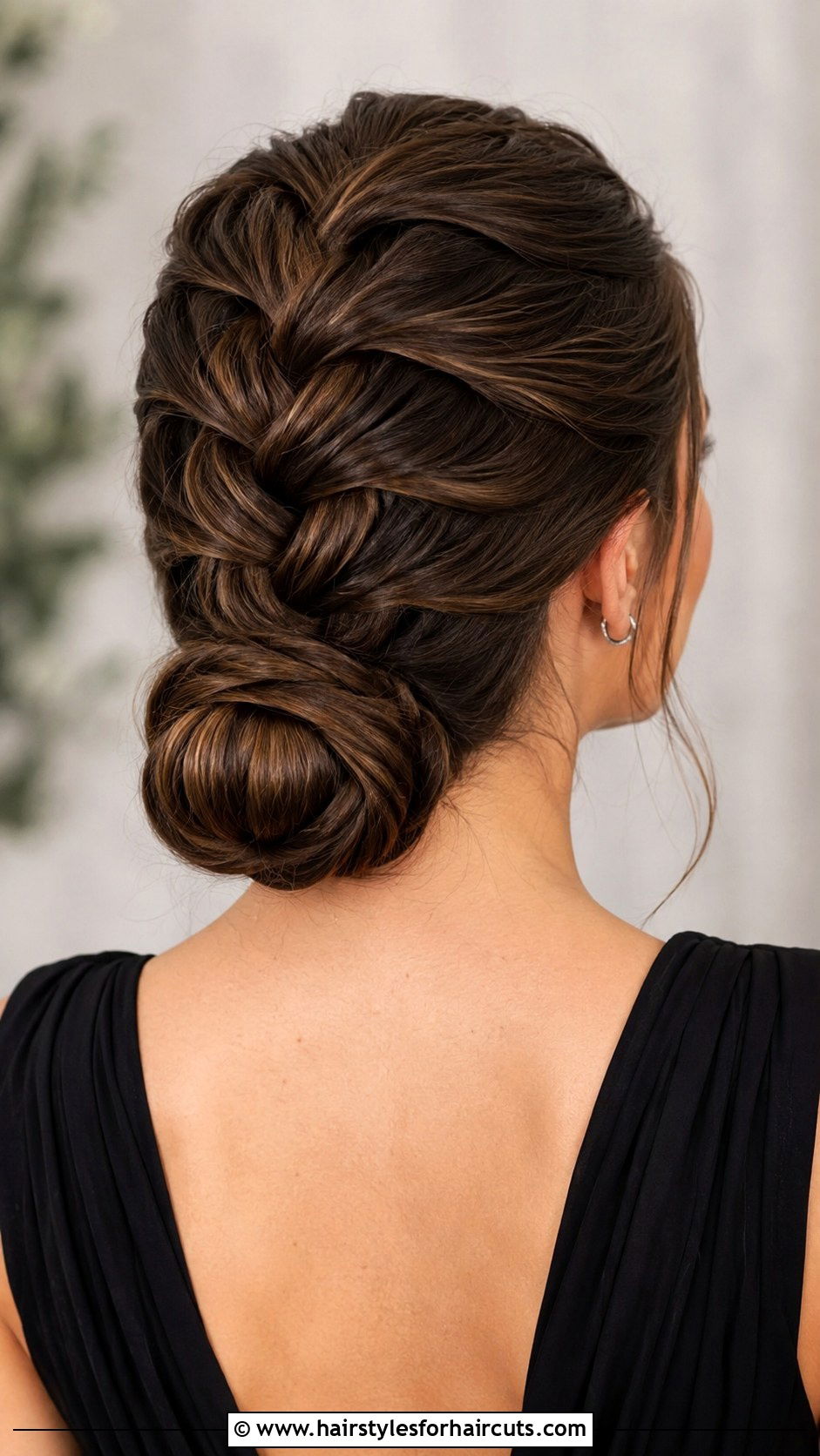 Dutch Braid Into Low Bun - 25 easy funeral hairstyles for long hair - 25 easy funeral hairstyles for long hair