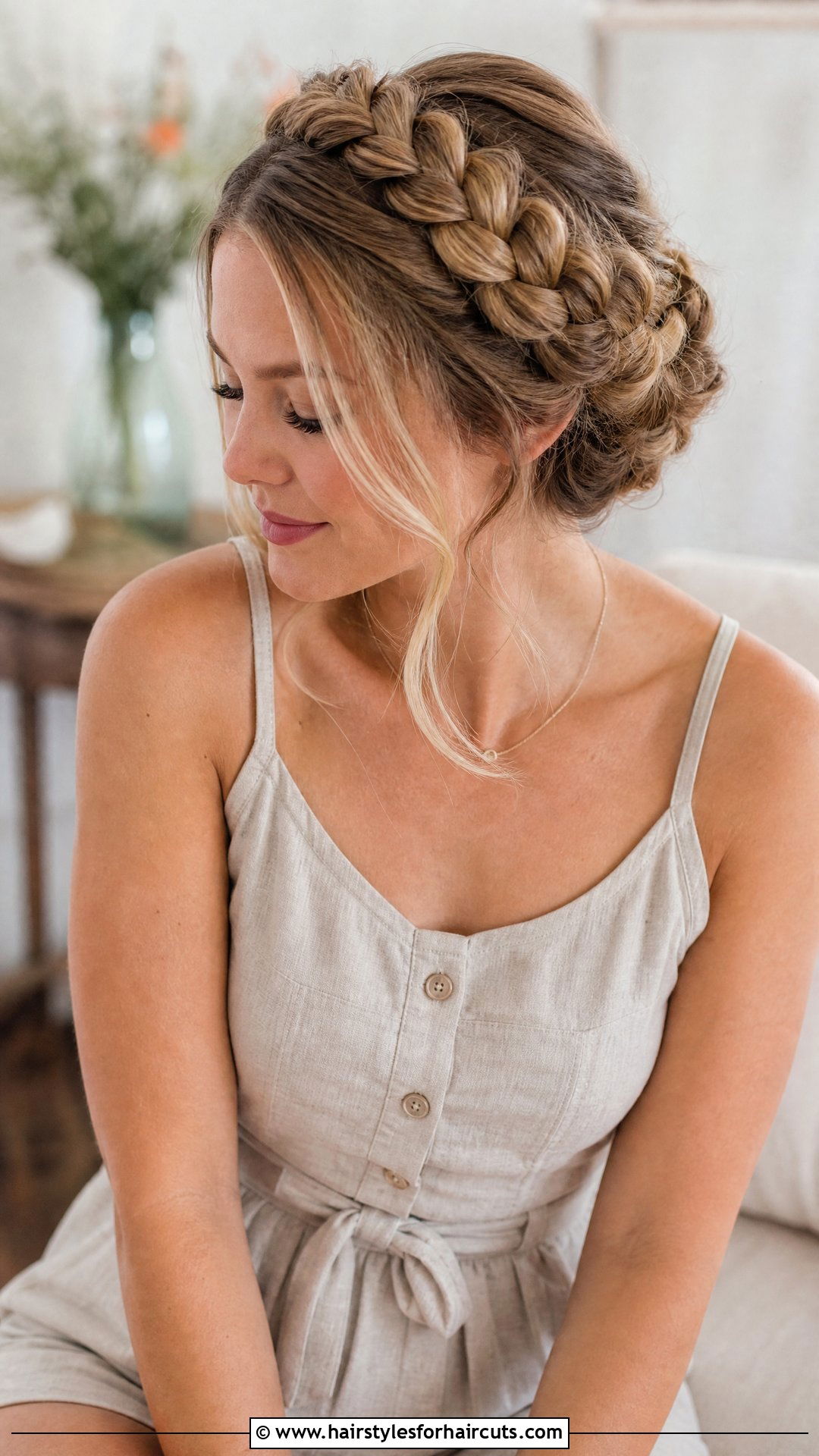 Dutch Crown Braid Updo - 25 music festival hairstyles - 25 music festival hairstyles
