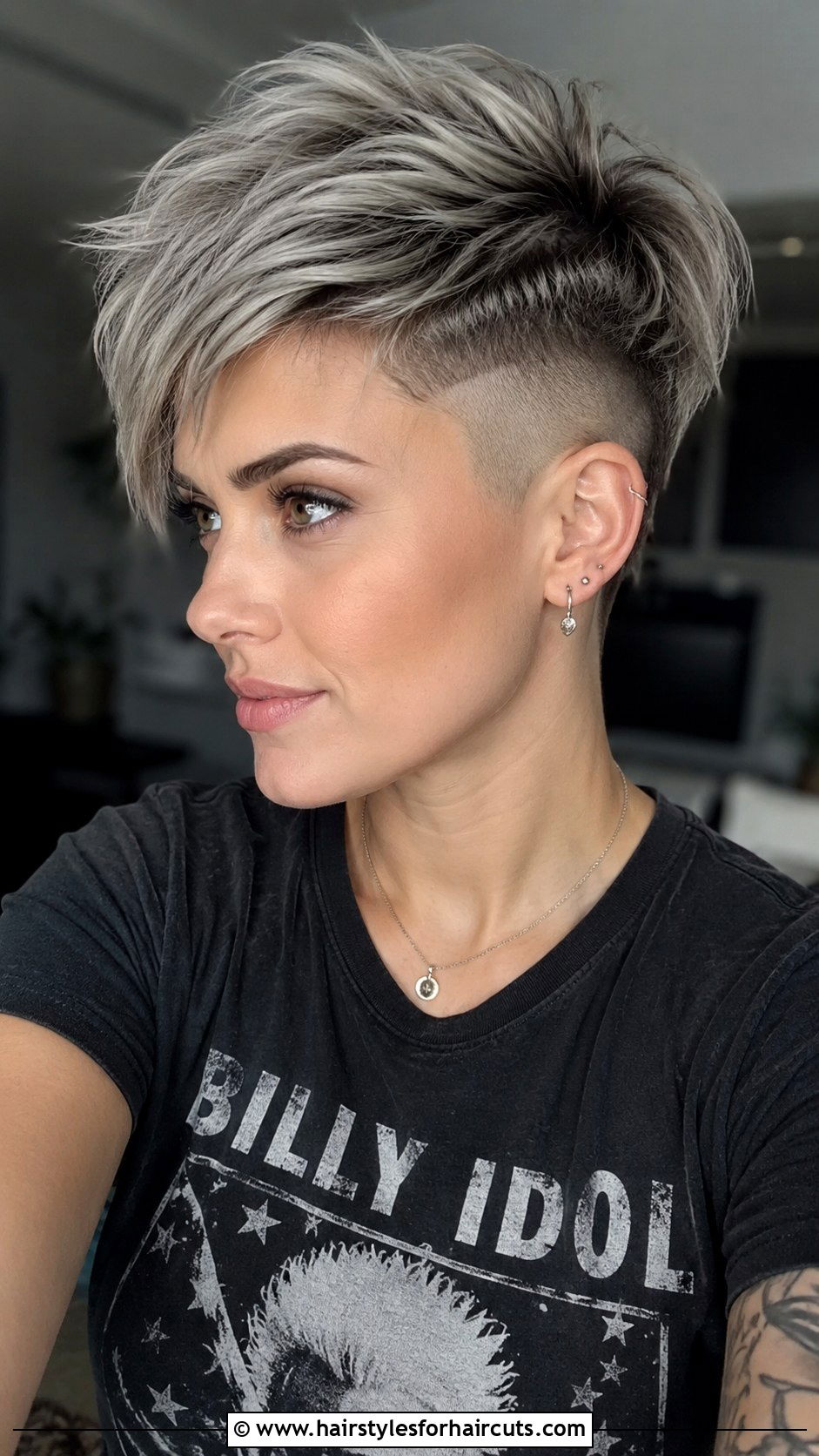 Edgy Grey Pixie with Undercut - 25 grey hair short haircuts - 25 grey hair short haircuts