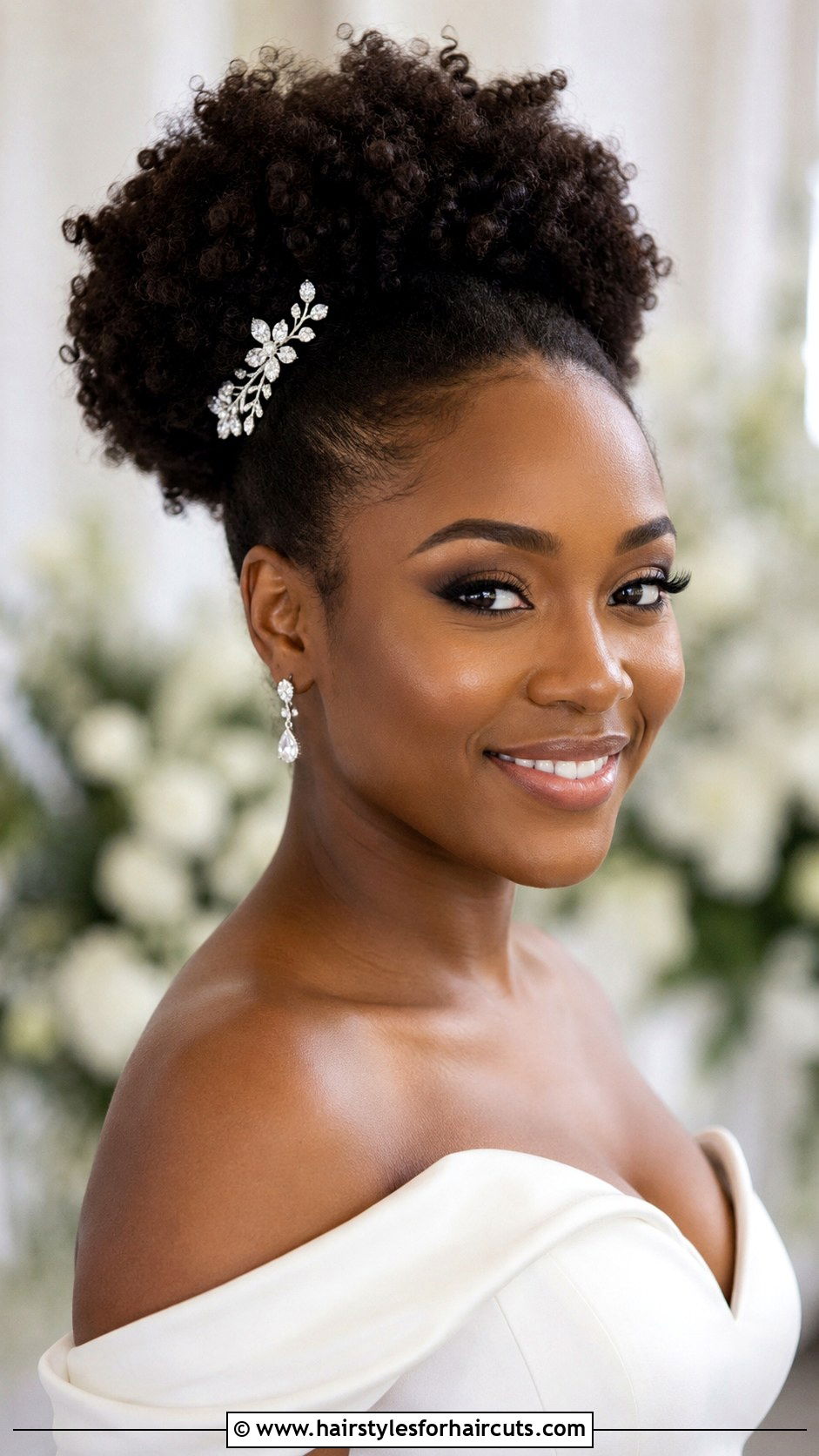 Elegant Afro Puff Wedding Hairstyle - 25 elegant wedding hairstyles for natural black hair - 25 elegant wedding hairstyles for natural black hair