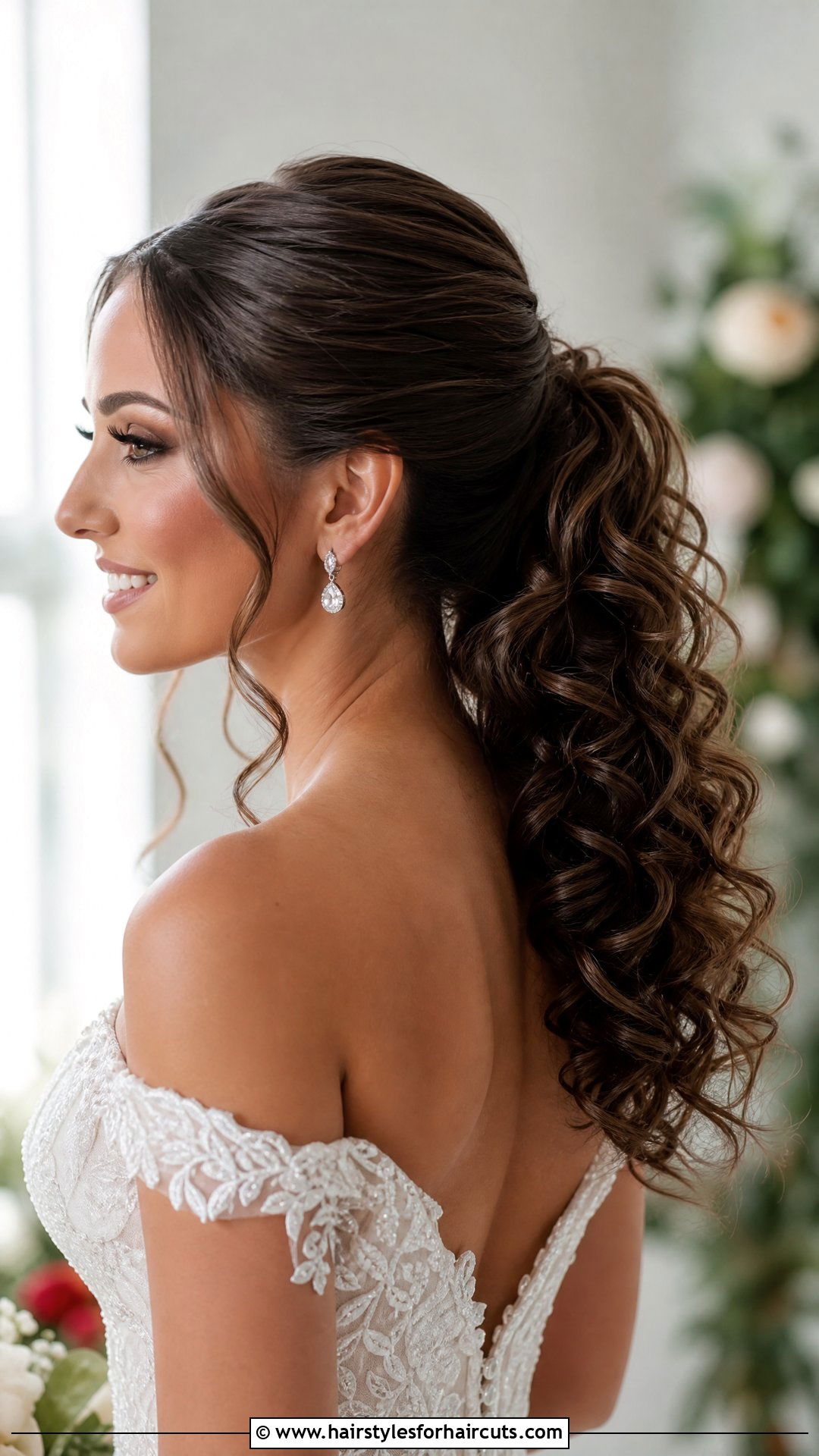 Elegant Curly Ponytail Wedding Hairstyle - 25 wedding hairstyles for thick curly hair - 25 wedding hairstyles for thick curly hair