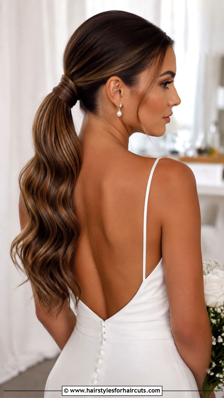 Elegant Long Ponytail Bridal Hair - 25 brides hairstyles for long hair - 25 brides hairstyles for long hair