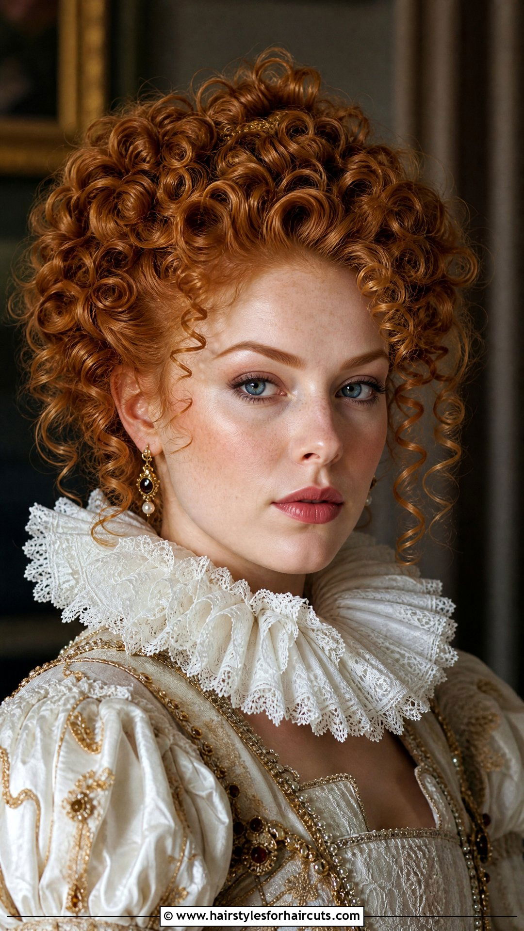 Elizabethan Red Curls - 25 renaissance hairstyles - 25 renaissance hairstyles