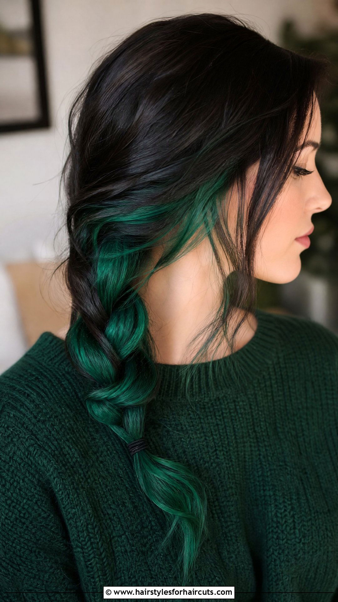 Emerald Green Halo Underlights On Brunette Hair - 25 halo hairstyles color - 25 halo hairstyles color