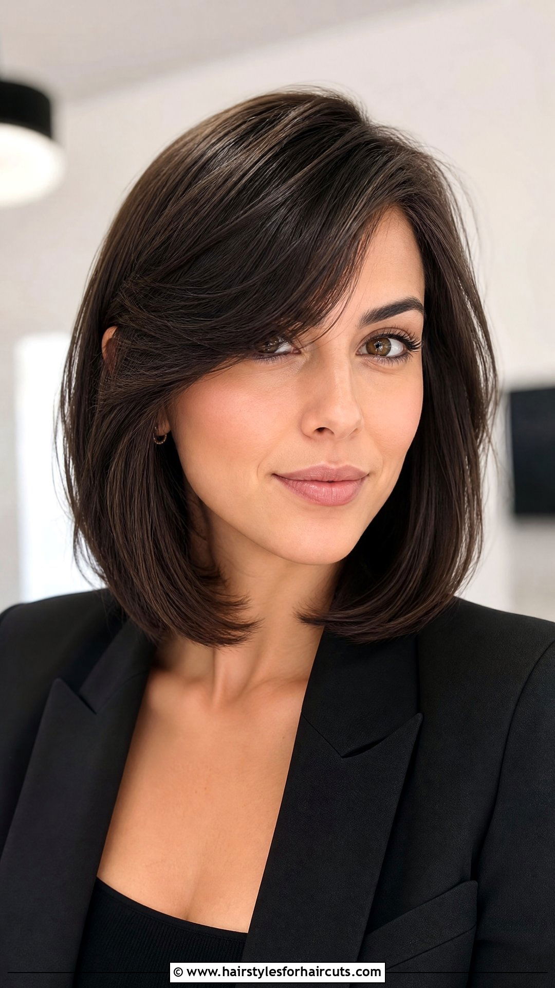 Face Framing Lob With Side Swept Bangs - 25 face framing haircuts for medium hair - 25 face framing haircuts for medium hair