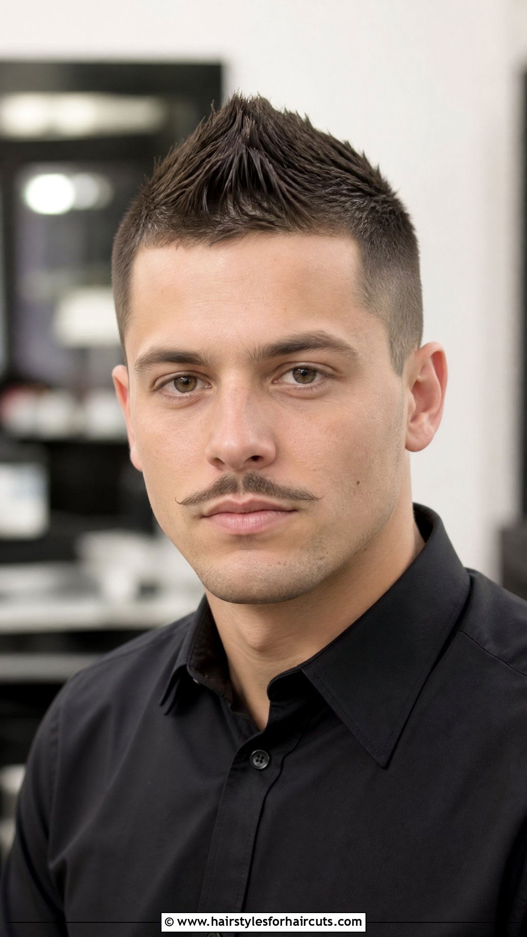 Faux Hawk With Pencil Mustache - 25 mustache haircuts - 25 mustache haircuts